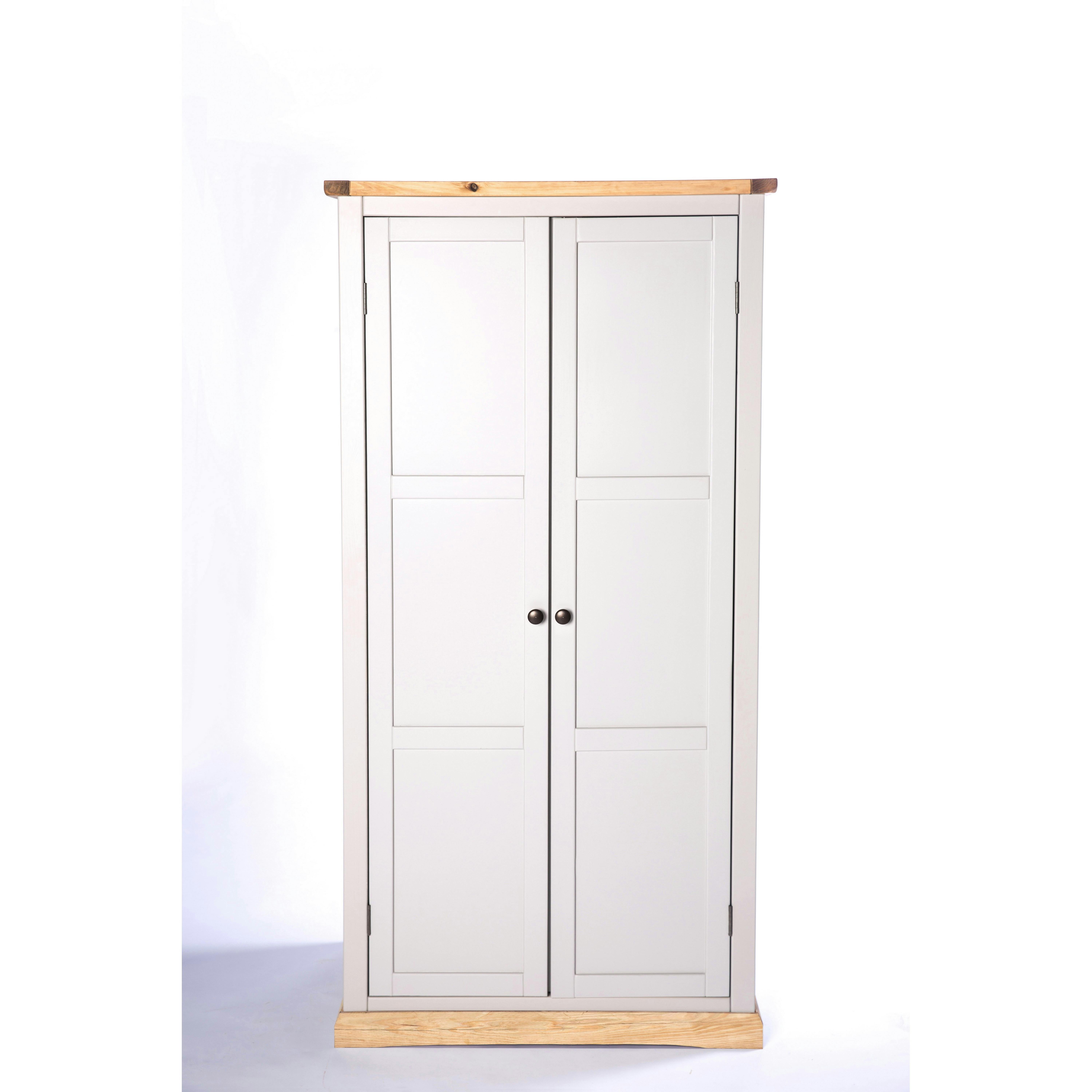 Rackhams Light/Grey Bomporto 2 Door Wardrobe Brass Knob