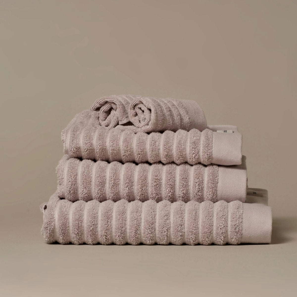 Misona Light/Grey Ribbed Organic Cotton Towels - Hand Towel