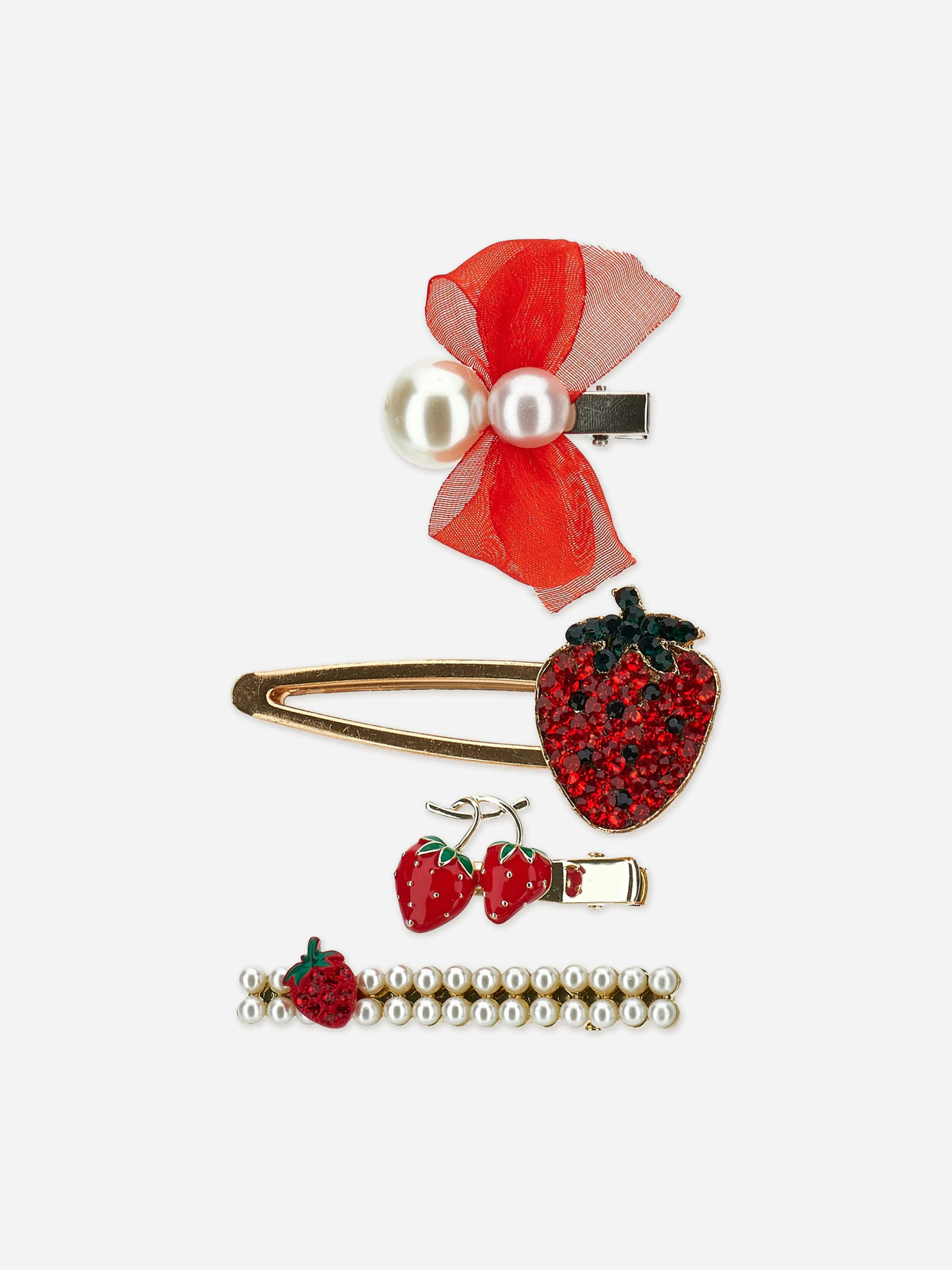 Monnalisa Girls Red Strawberry Hair Clips Set In - One Size