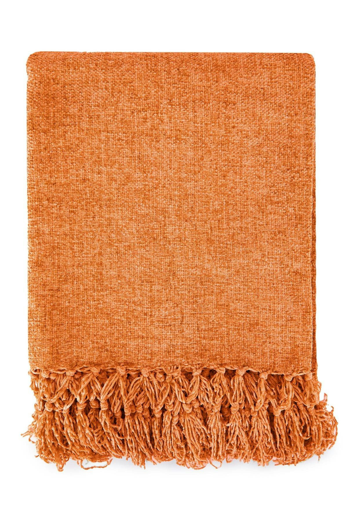 Emma Barclay Orange Darcy Tassel Burnt Blanket/Throw - Burnt - 130X150cm