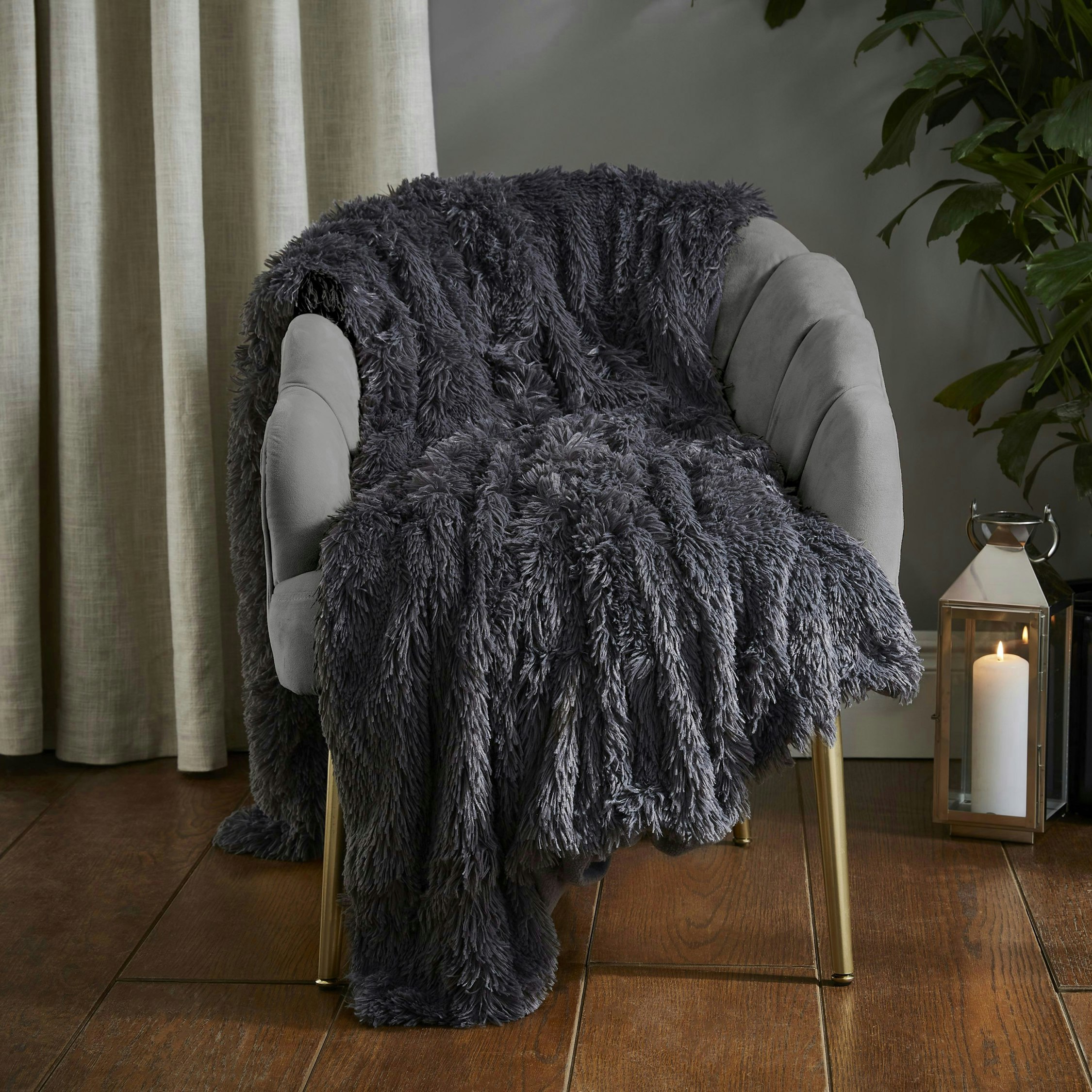 Catherine Lansfield Cuddly 150X200cm Throw Charcoal - Charcoal 150Cm X 200Cm