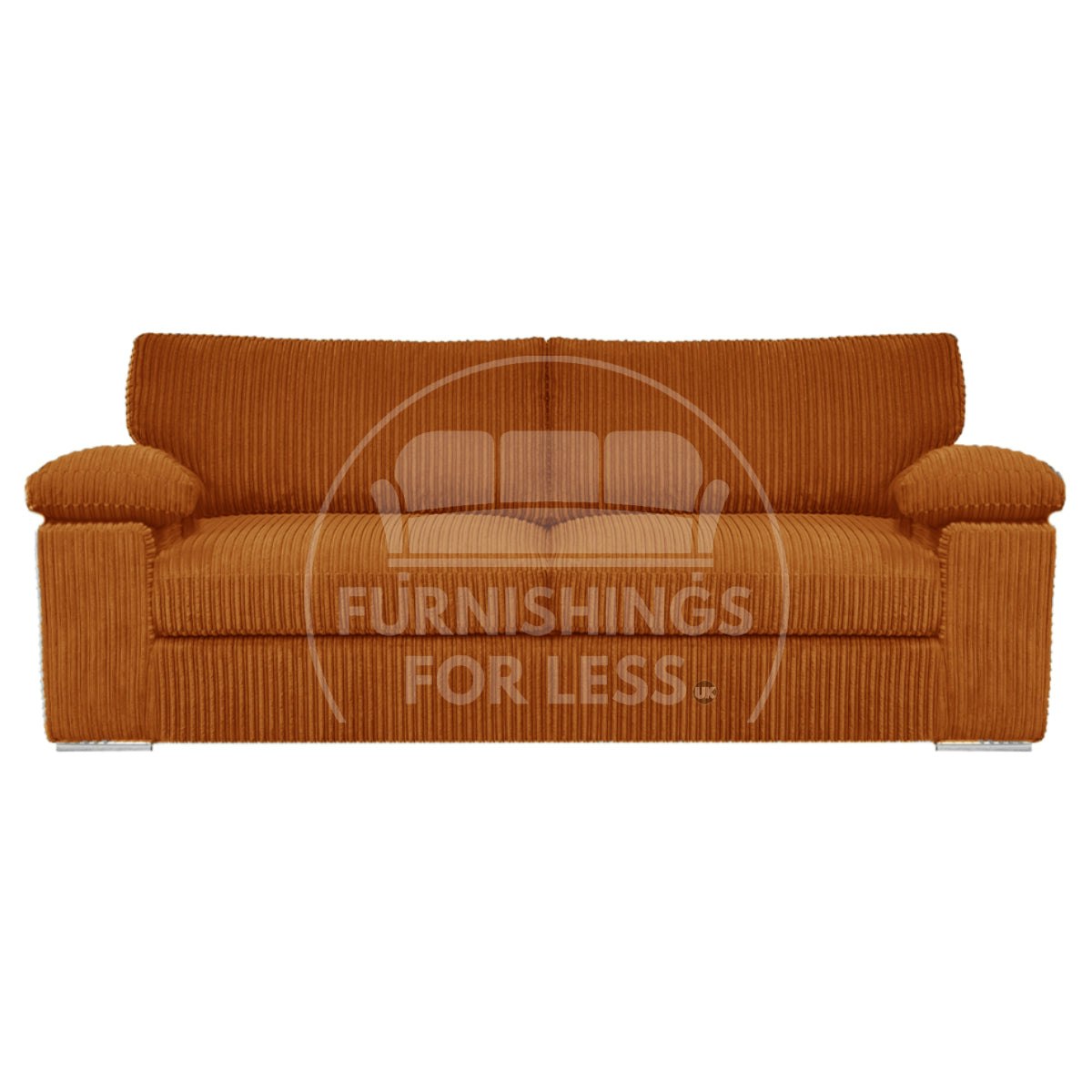 Rackhams Orange Delta Full Jumbo Cord 3 Seater Sofa