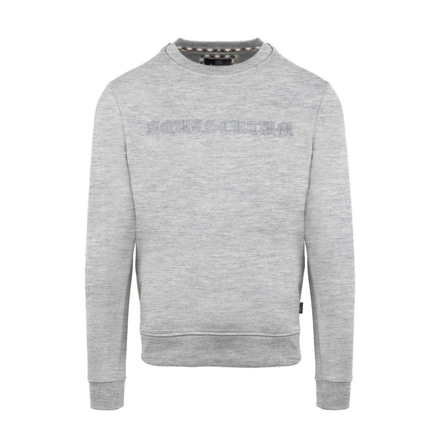 Aquascutum Men's Grey Ribbed Collar Sweatshirt - Xl - 100% Mixed