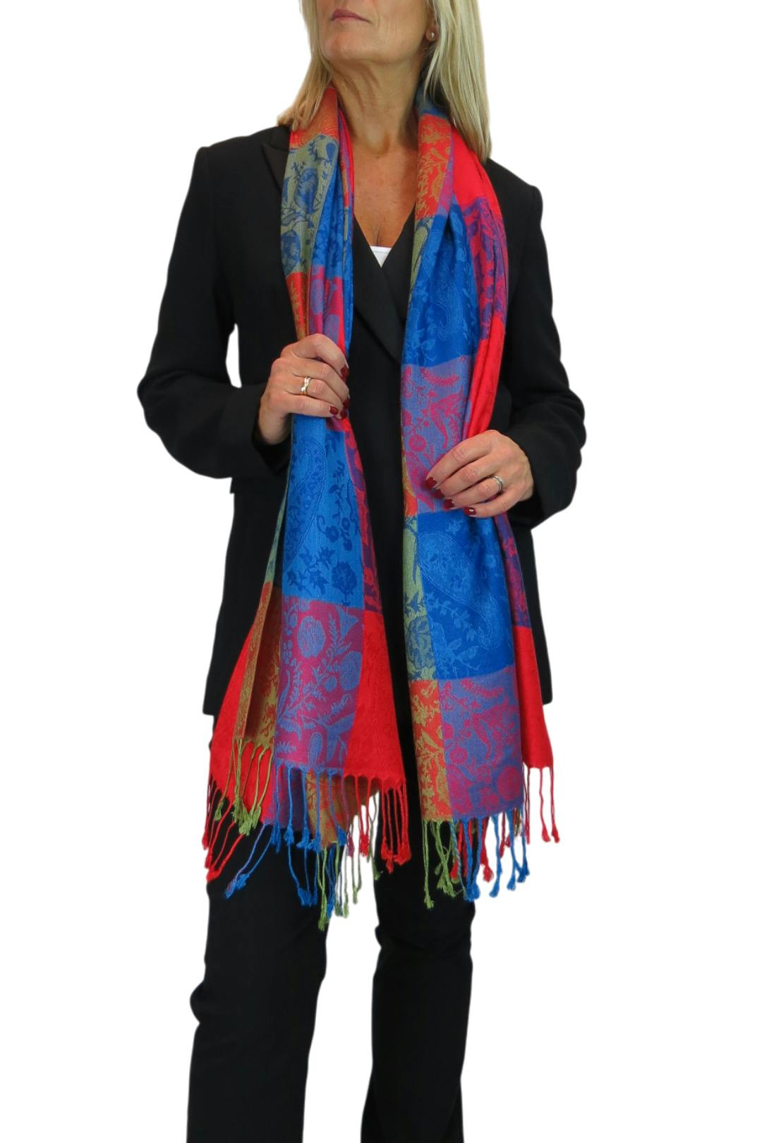 Paulo Due Red Paisley Design Pashmina-Style Scarf