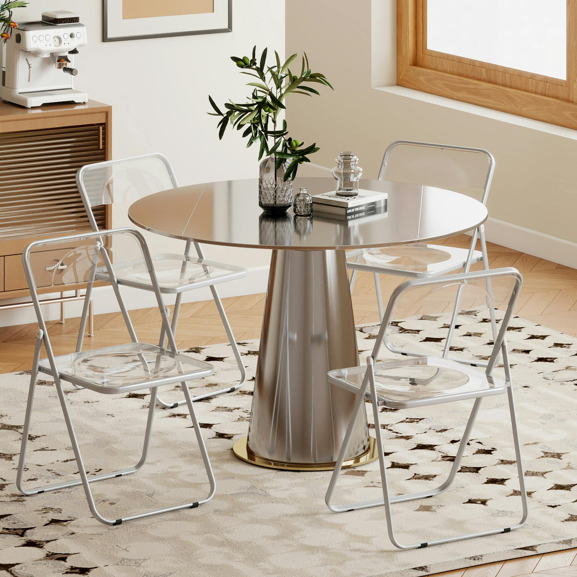 HOMCOM Acrylic Folding Chairs - Clear - Steel Frame - Extra Small - Image 4