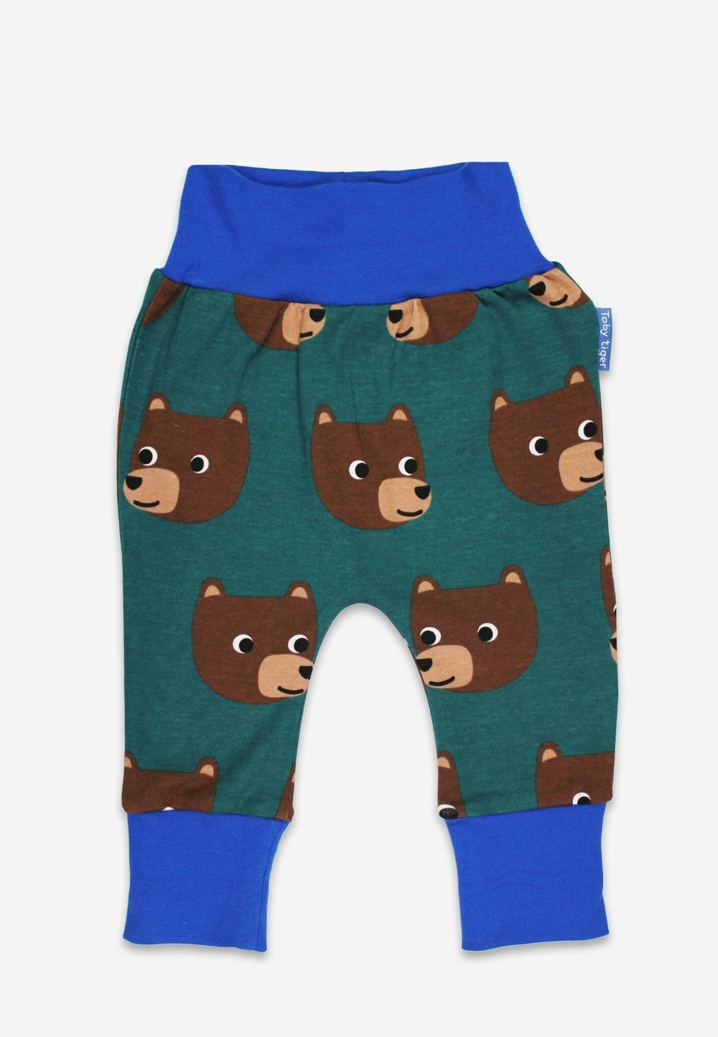 Toby Tiger Brown Organic Bear Print Yoga Pants - 3-6M / 68Cm