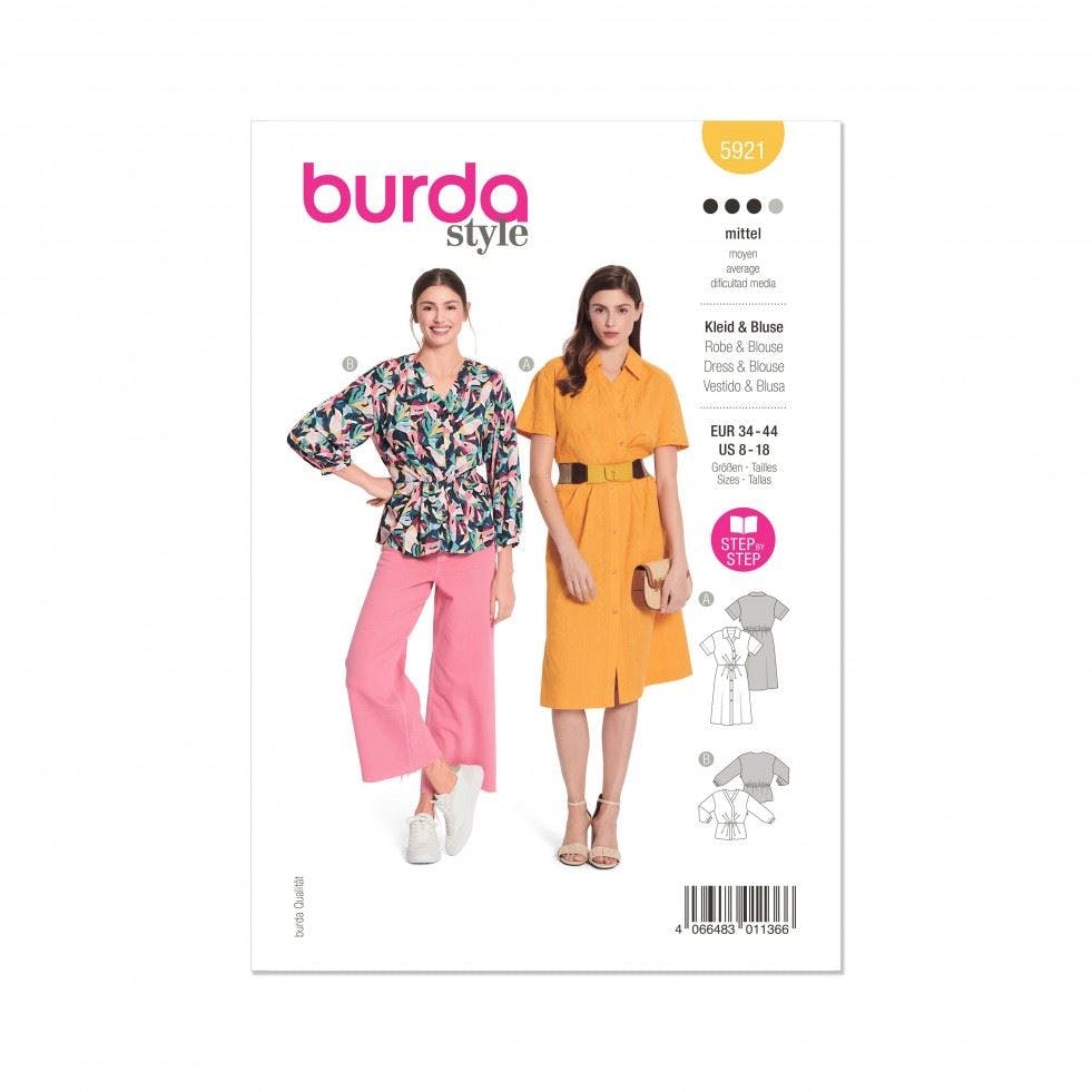 Burda Women's Sewing Pattern 5921 Dresses And Tops For 8-18 (34-44) - Intermediate