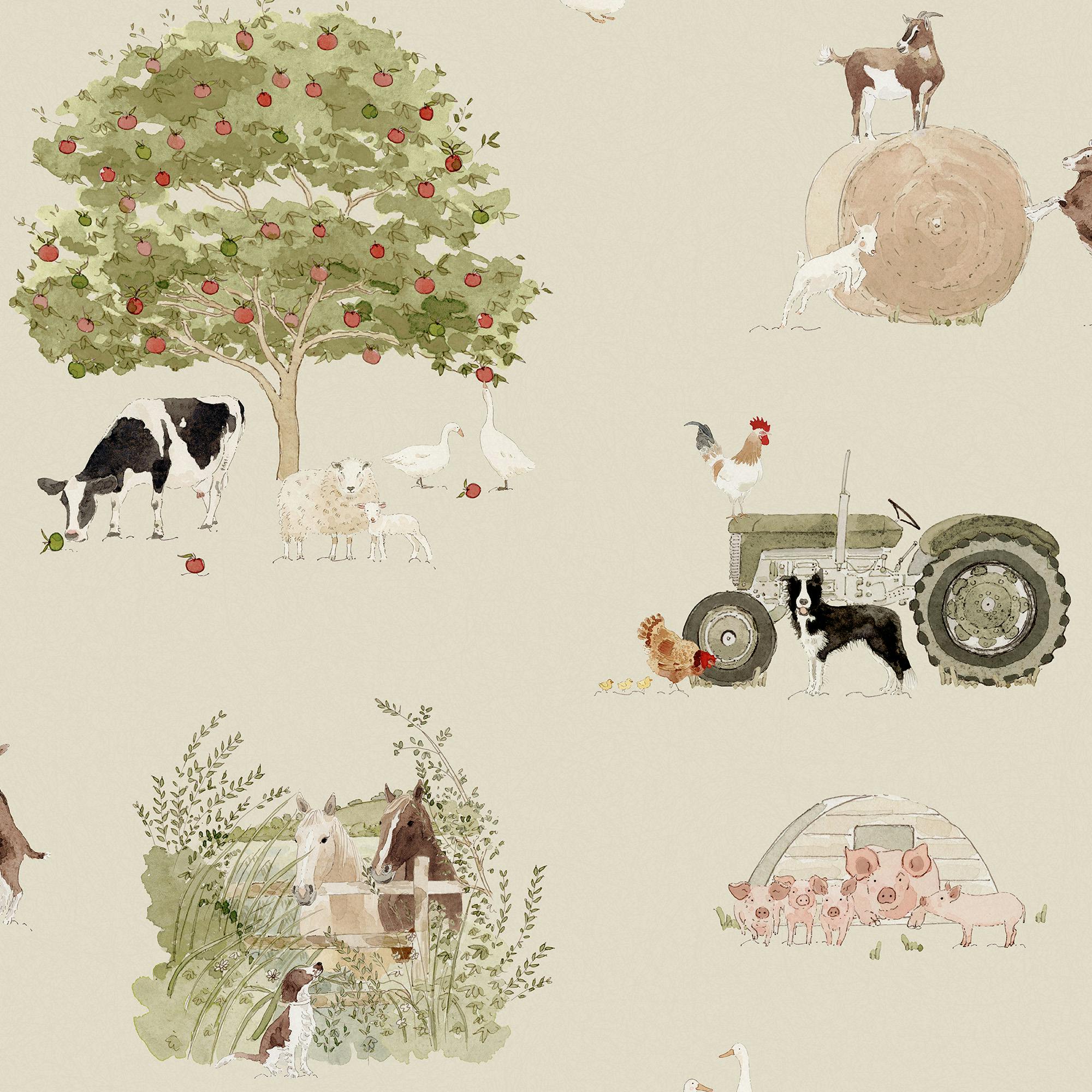 Rackhams Farm Friends Hambleton Sage Wallpaper