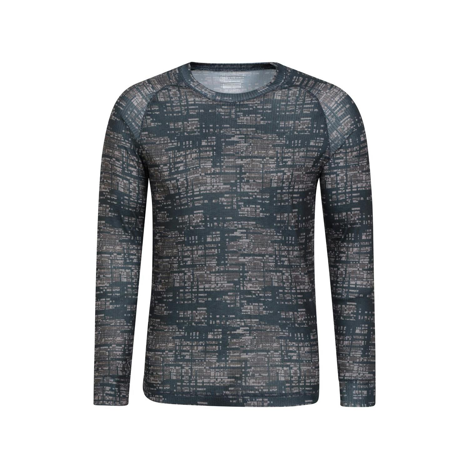 Mountain Warehouse Men's Black Talus Printed Long-Sleeved Thermal Top - 4XL - 100% Polyester