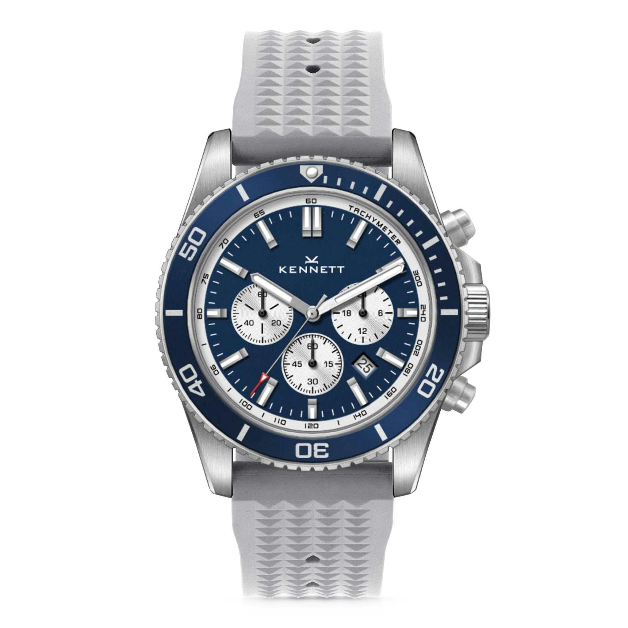 Kennett Grey Pacesetter Chronograph Watch | Nautical Inspired Timepiece - Rubber Fkm