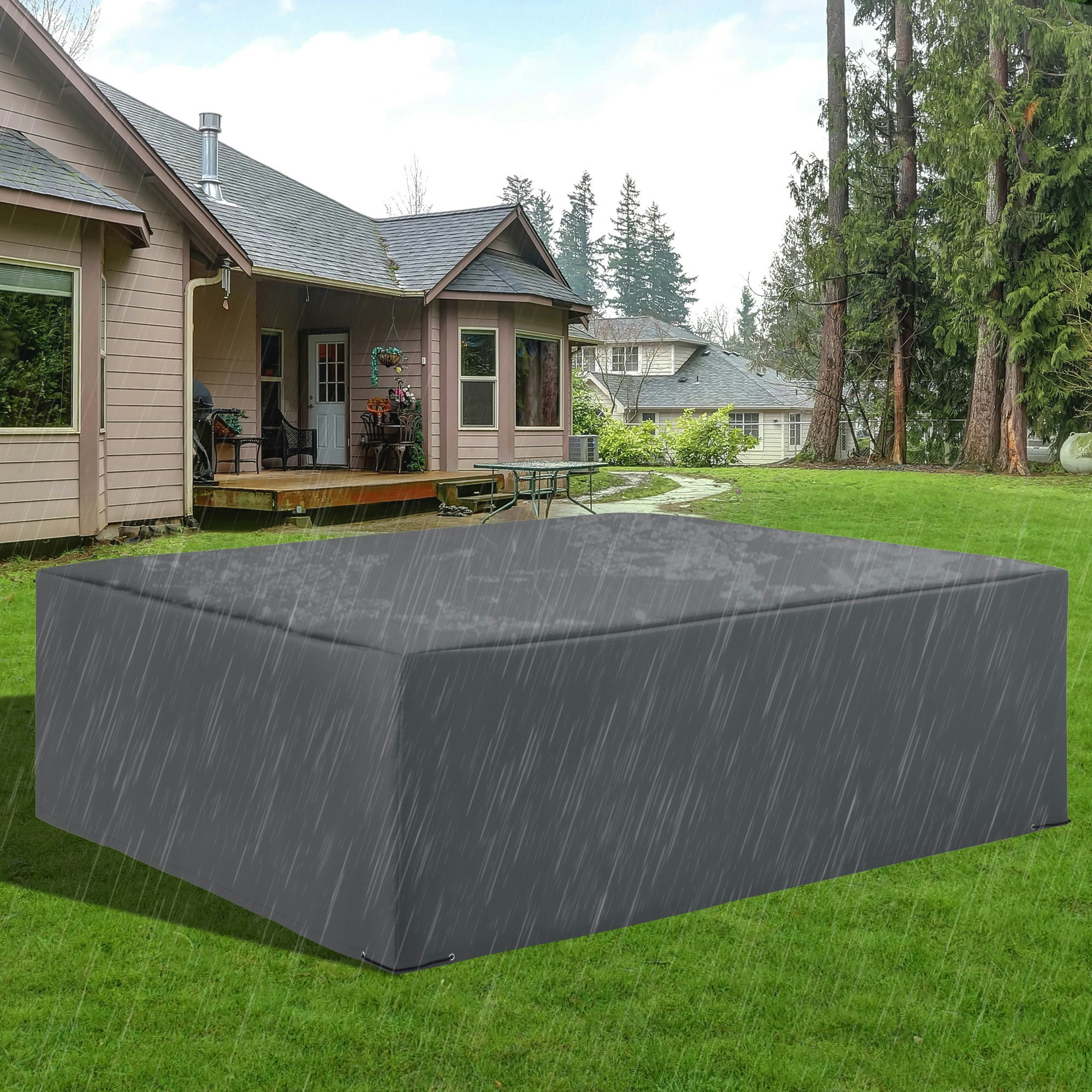Rackhams Grey 225X210cm Outdoor Garden Furniture Protective Cover Water Uv Resistant - Oxford Fabric - 225Cm X 210Cm X 70Cm
