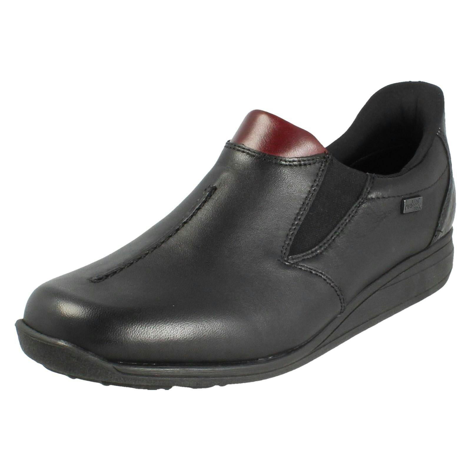 Rieker Women's Black Tex Wide Fit Slip On Shoes 47253 - Uk 5