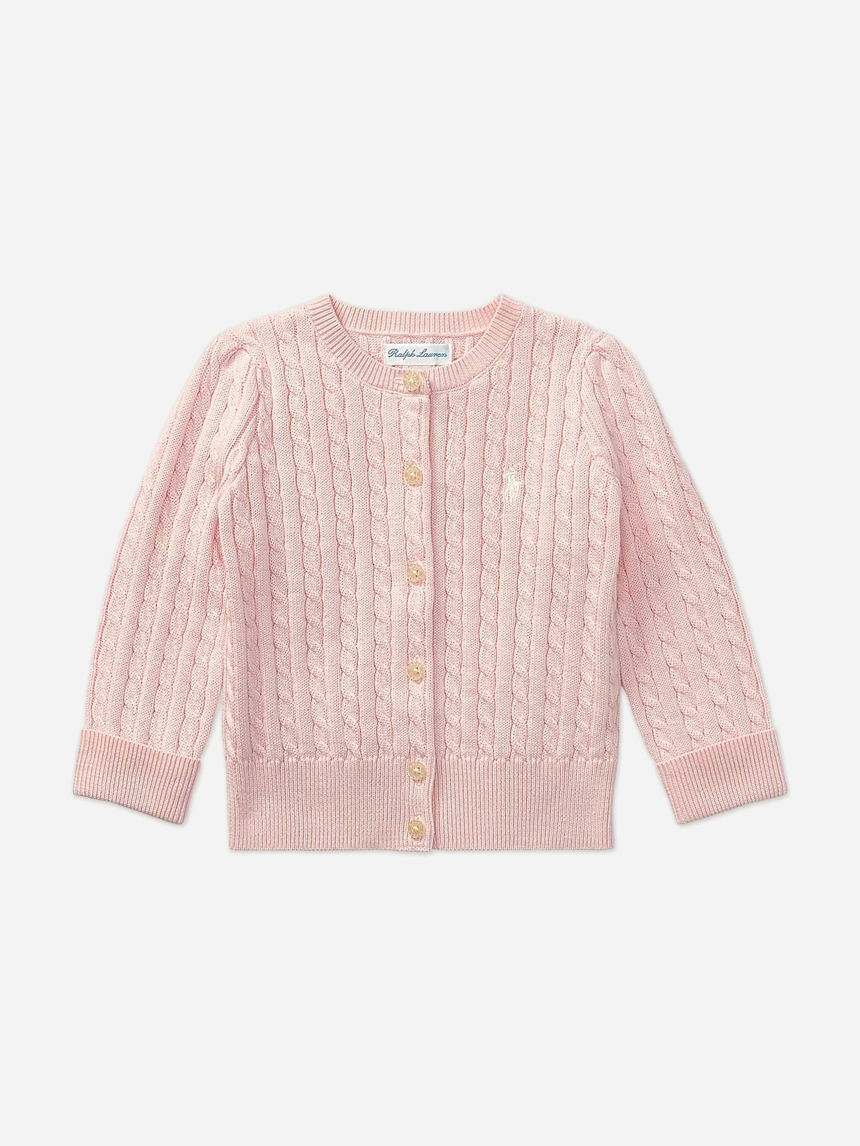 Ralph Lauren Kids Girls Pink Ralph Lauren Baby Cable Knit Cardigan In - 24 Mths