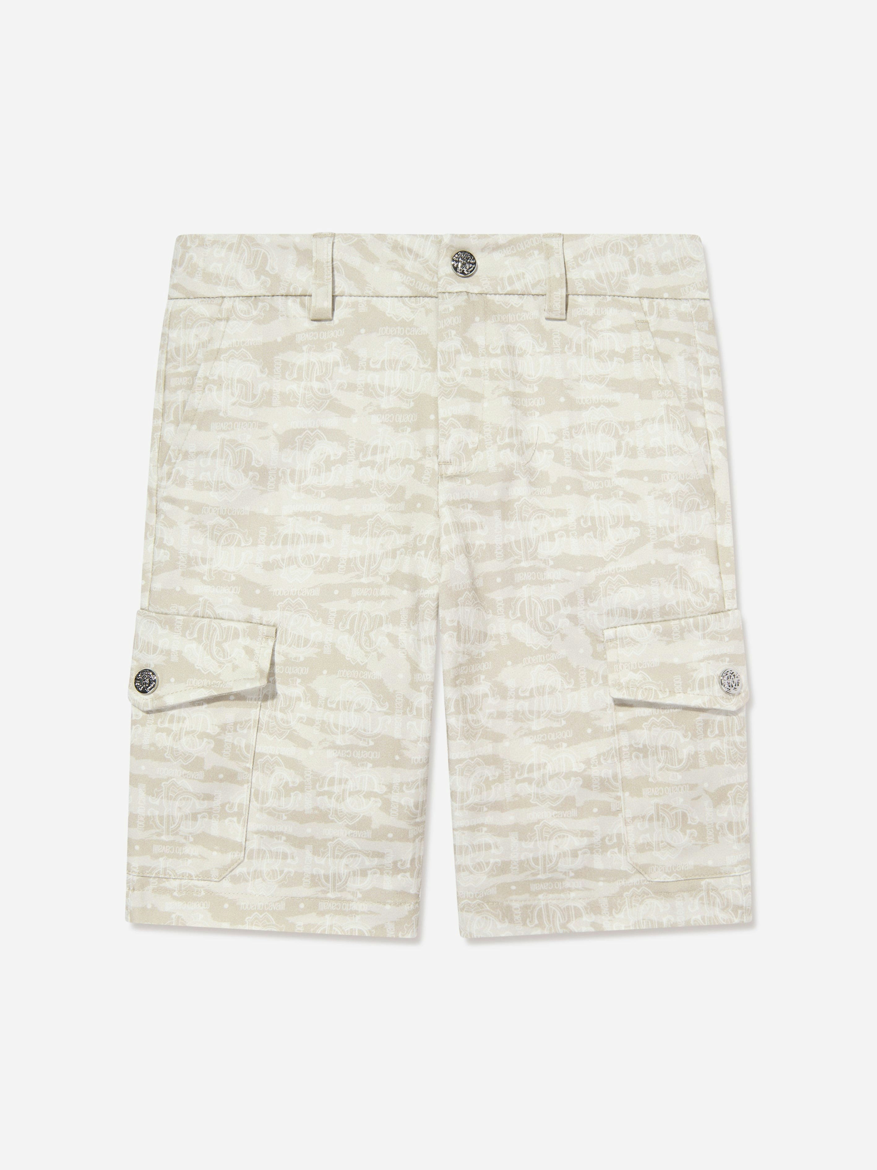 Roberto Cavalli Boys Beige Bermuda Shorts In - 14 Yrs