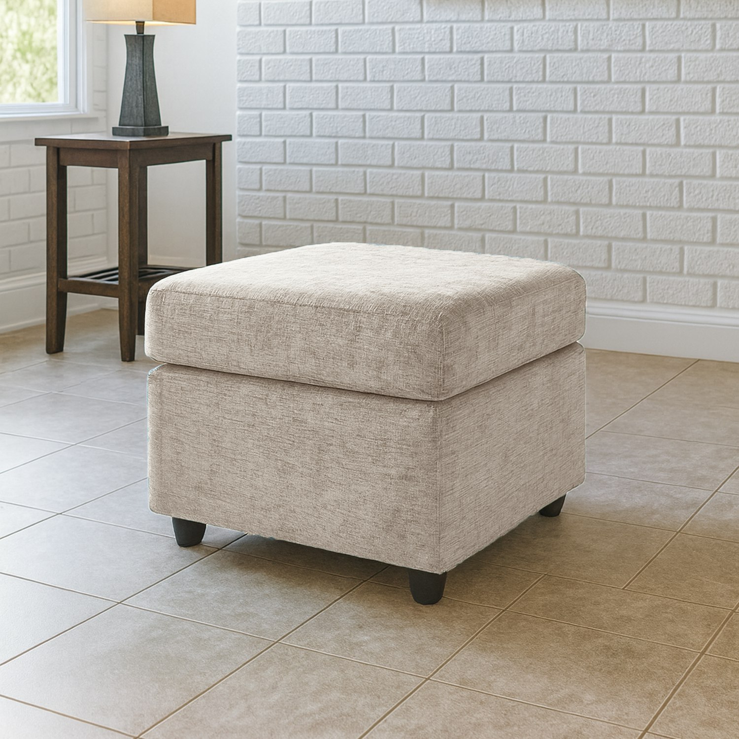 Rackhams Beige Monaco Chenille Fabric Footstool