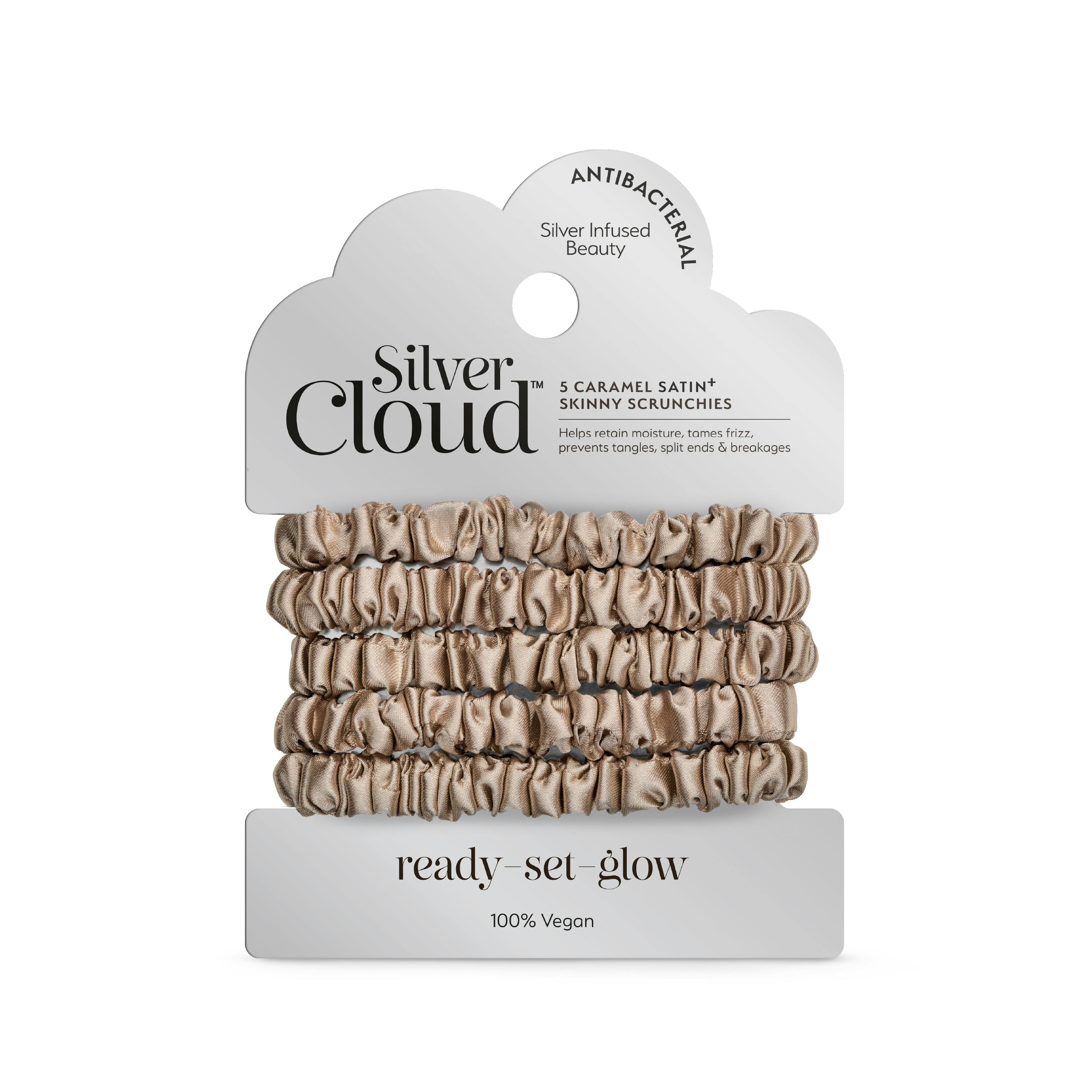 Silver Cloud Beauty Cloud Skinny Hair Scrunchie Caramel 5 Pack