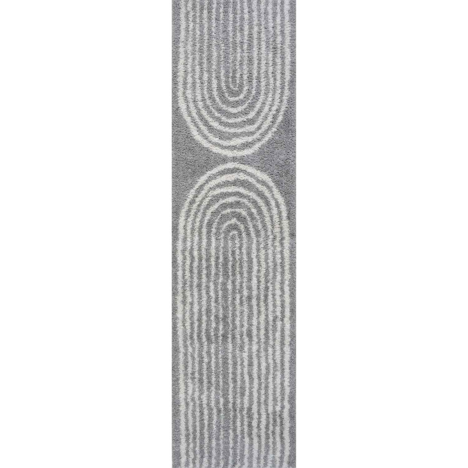 The Rugs Grey Moodi Shaggy Echo Rug - 80X300 Cm