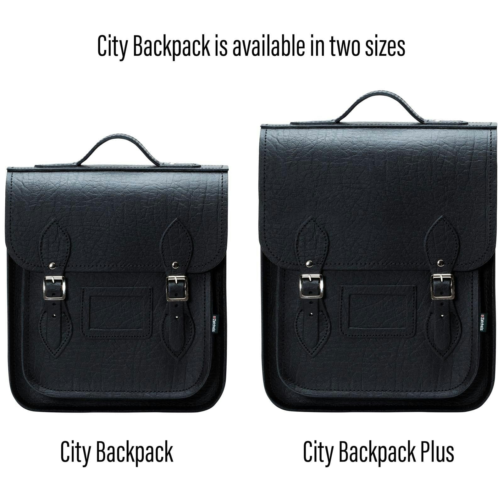 Zatchels Black Handmade Leather City Backpack - Executive - Plus