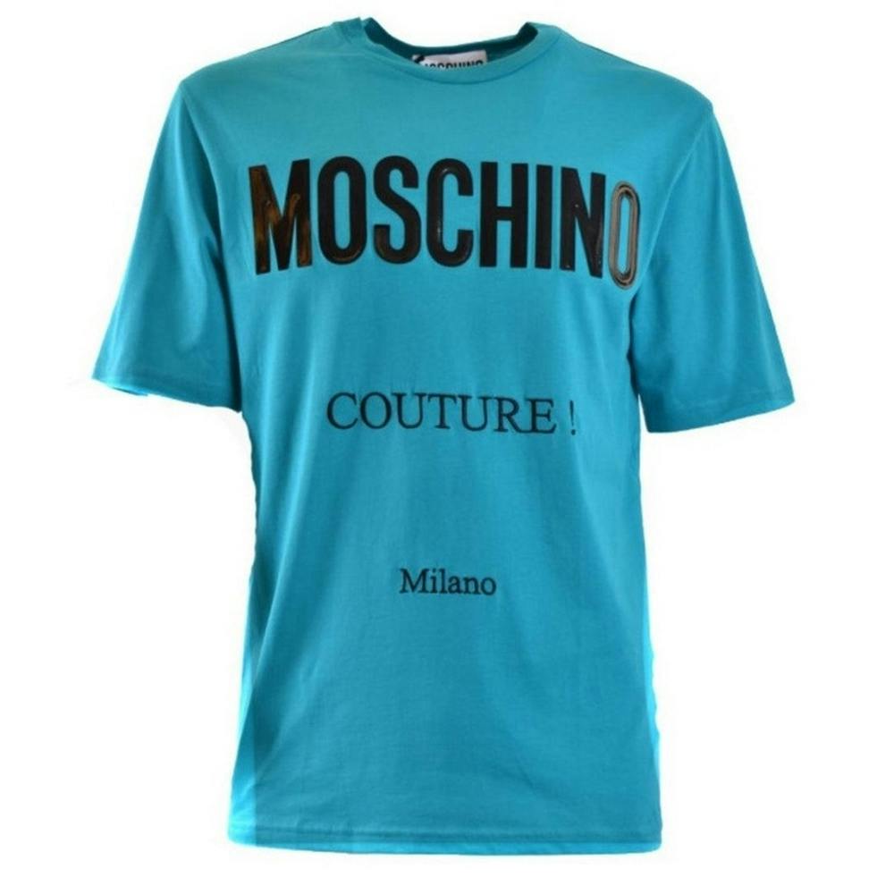 Moschino Men's Couture Gloss Logo T-Shirt - Teal - Teal - S - 100% Cotton