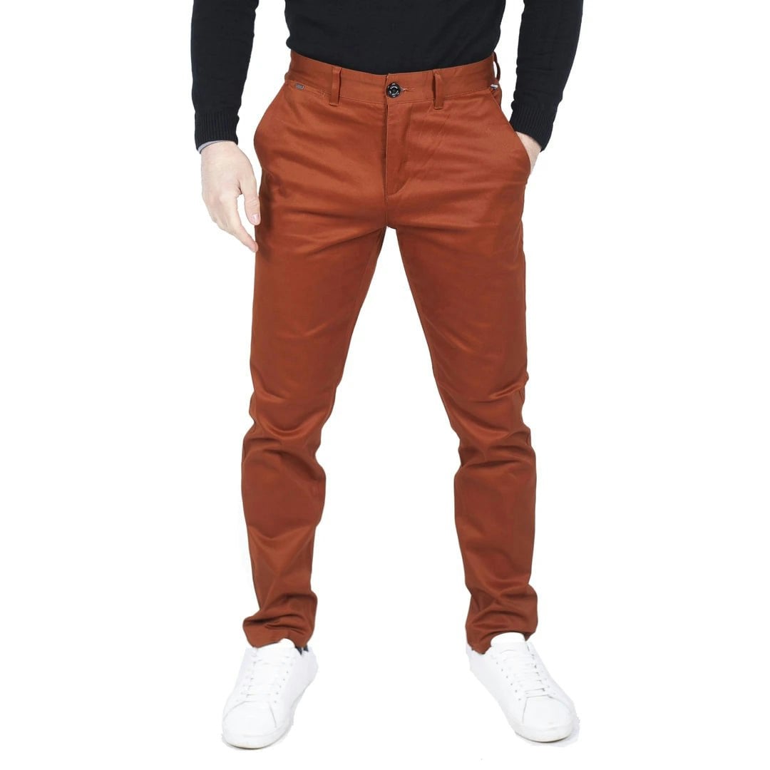 House Of Cavani Men's Burgundy Dakota - Regular Chino Jeans Trousers Stretch Classic - 32W 32L