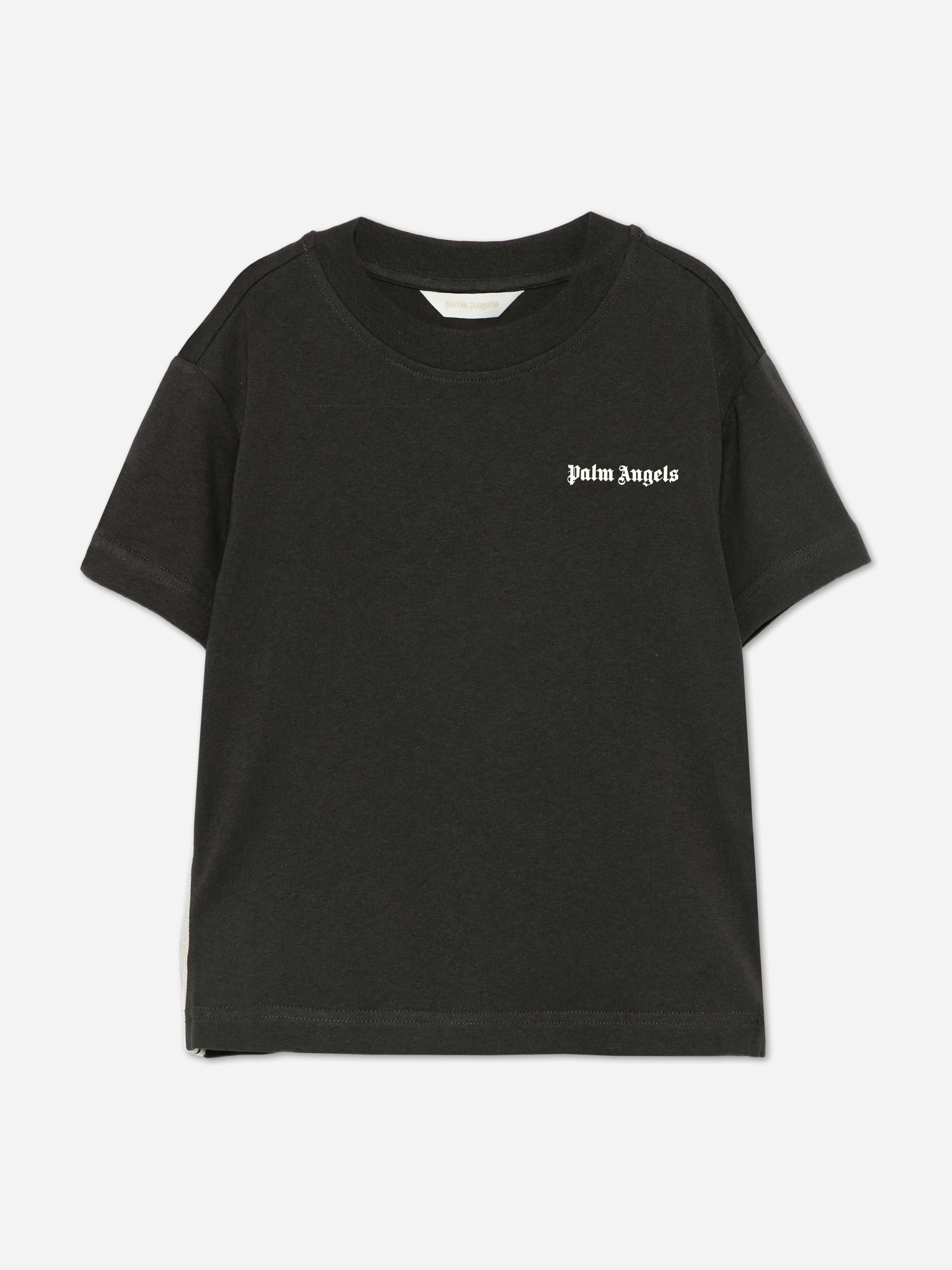 Palm Angels Boys Black Track Band Classic Logo T-Shirt In - 12 Yrs