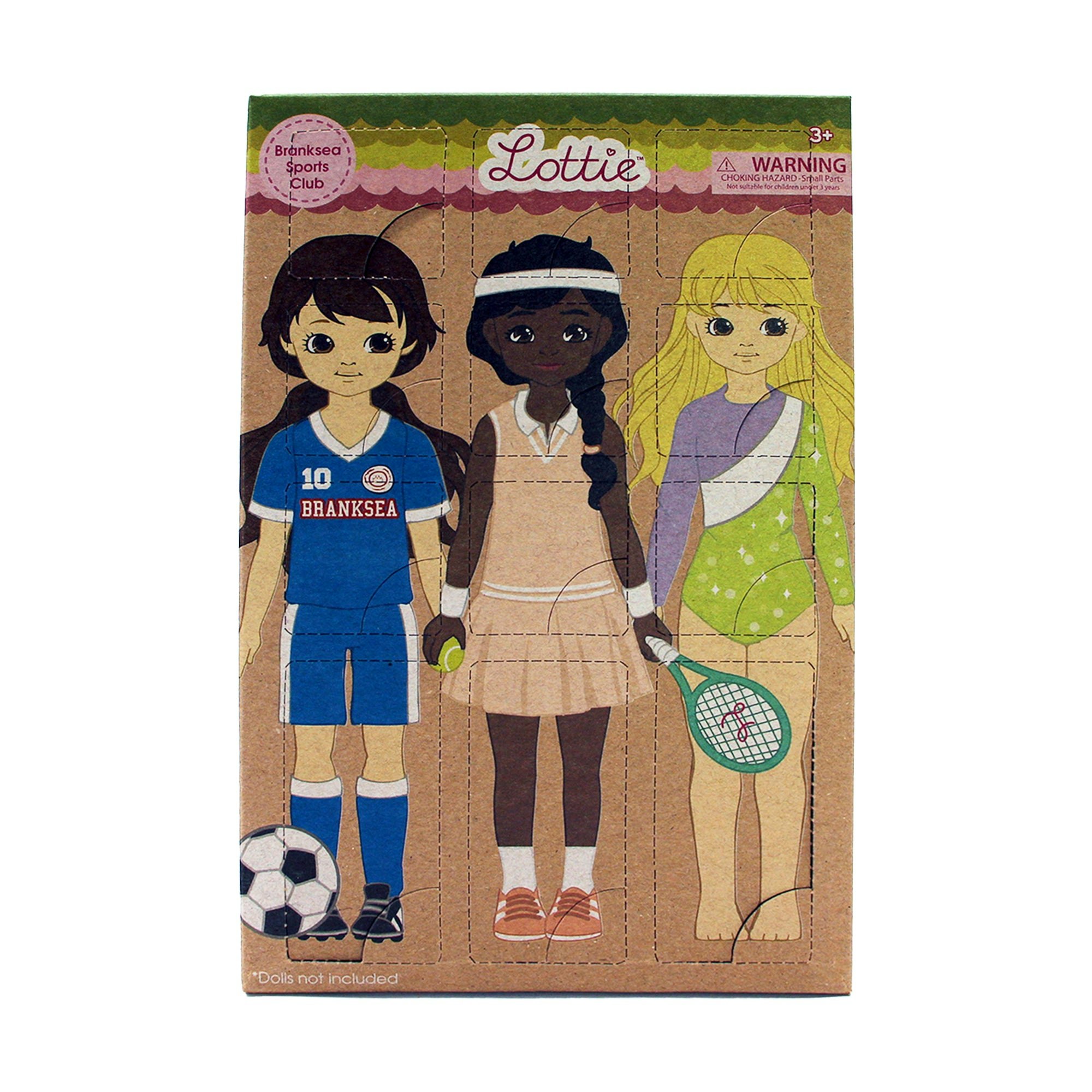 Lottie Doll Blue/White/Peach Lottie Dolls 3 X Branksea Sports Club Outfits - Gymnastics, Football And Tennis