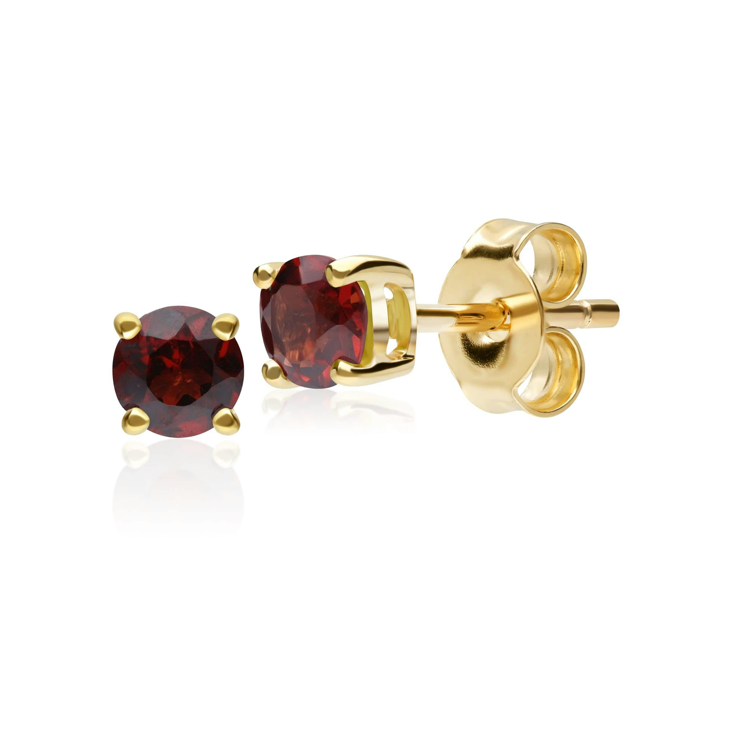 Gemondo Yellow/Gold Classic Round Garnet Stud Earrings In 9Ct 3.5Mm