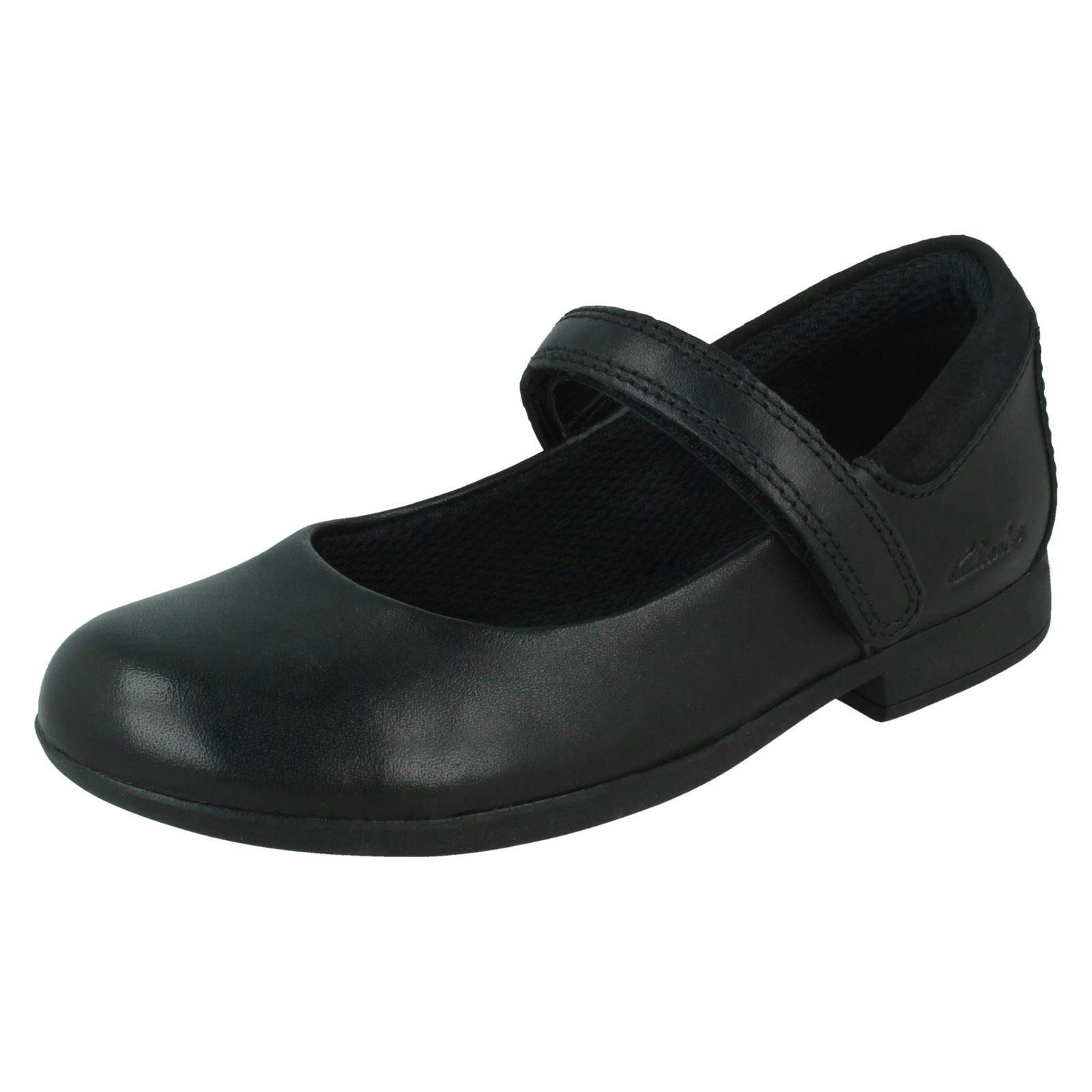 Clarks Girls Black School Shoes Scala Skip - Leather - Uk 8.5 Child - G