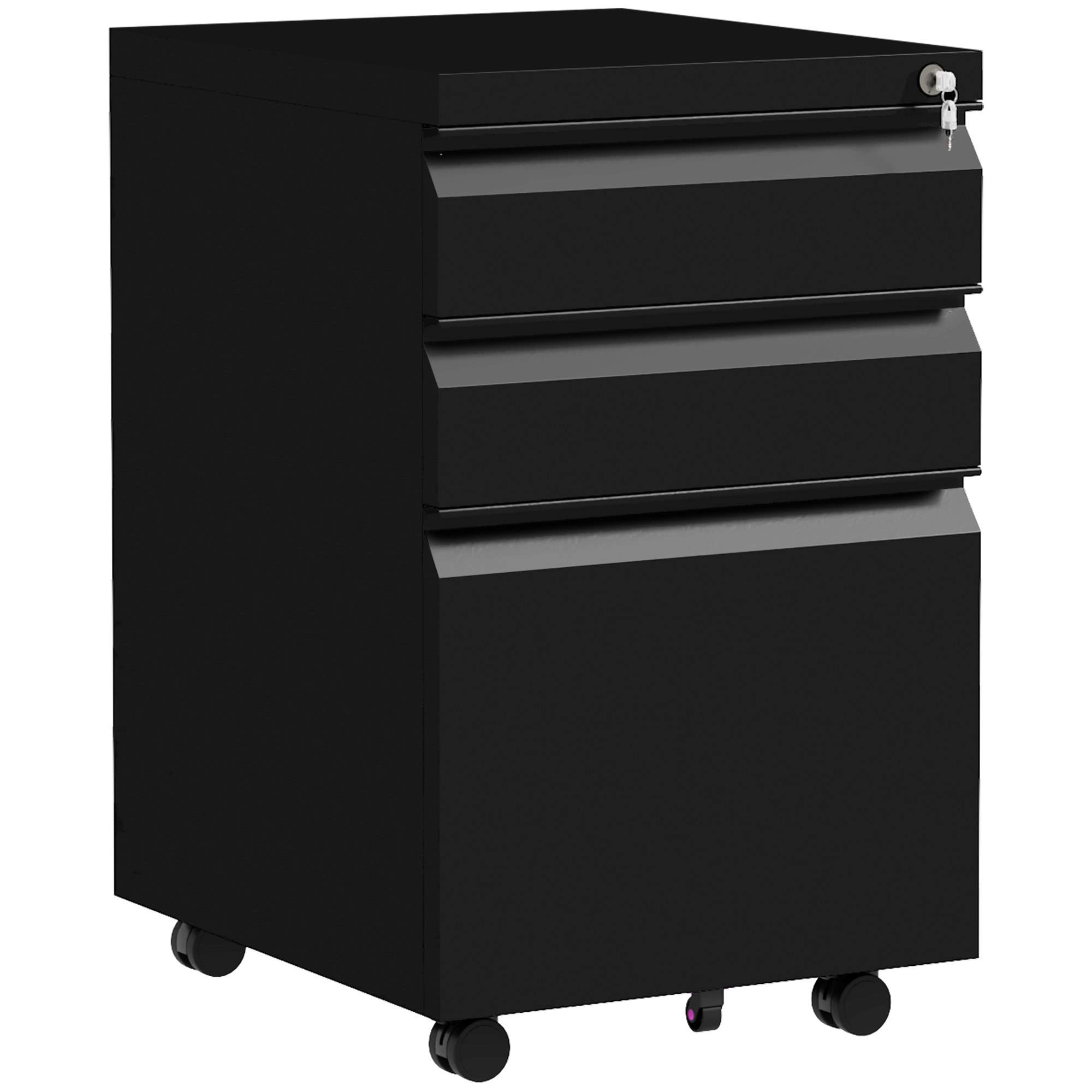 Vinsetto Black Filing Cabinet With Lock And Hanging Bar For Letter A4 Legal,
