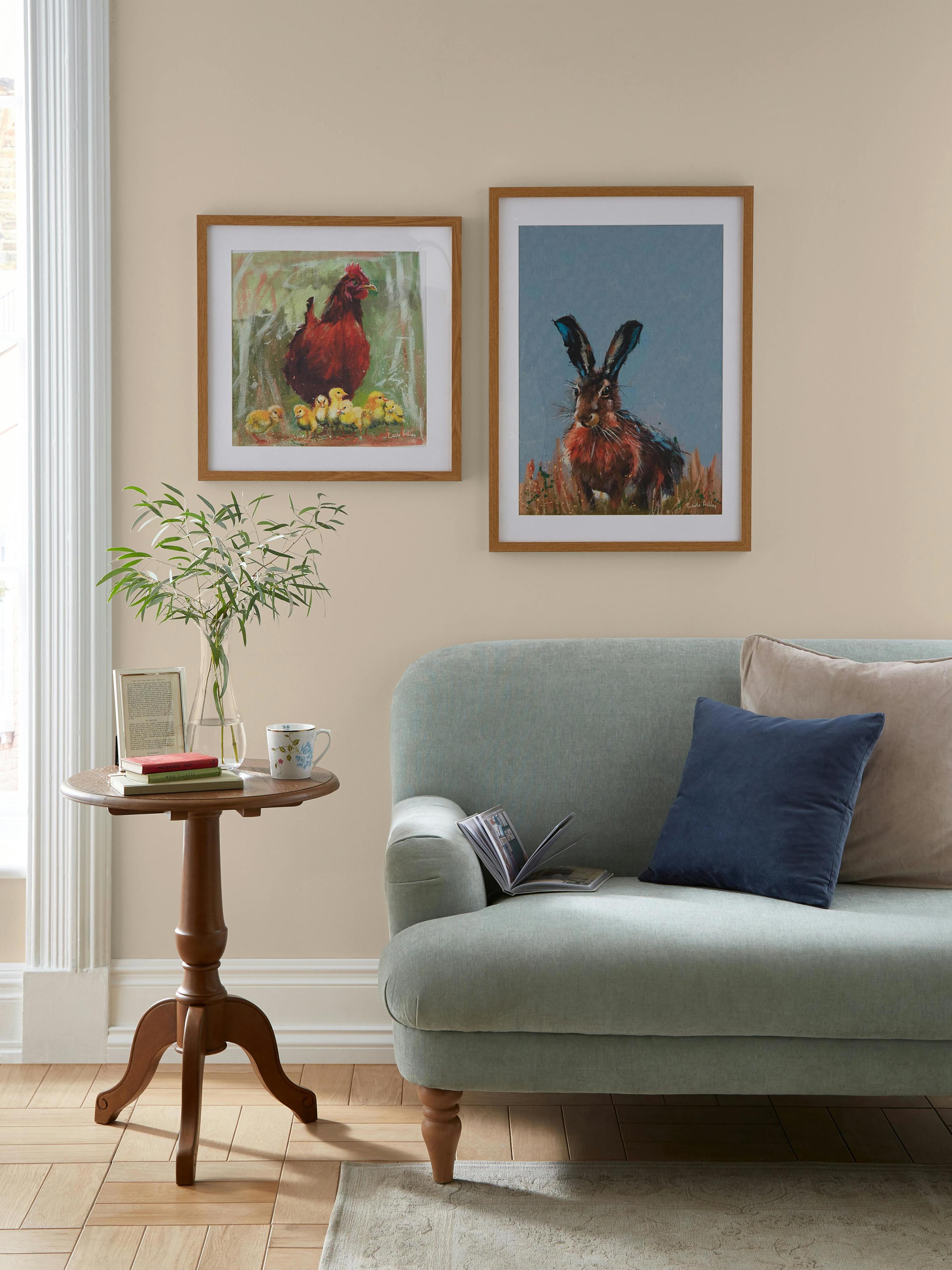 Laura Ashley Hare Print In A Wood Frame - Wood - A2