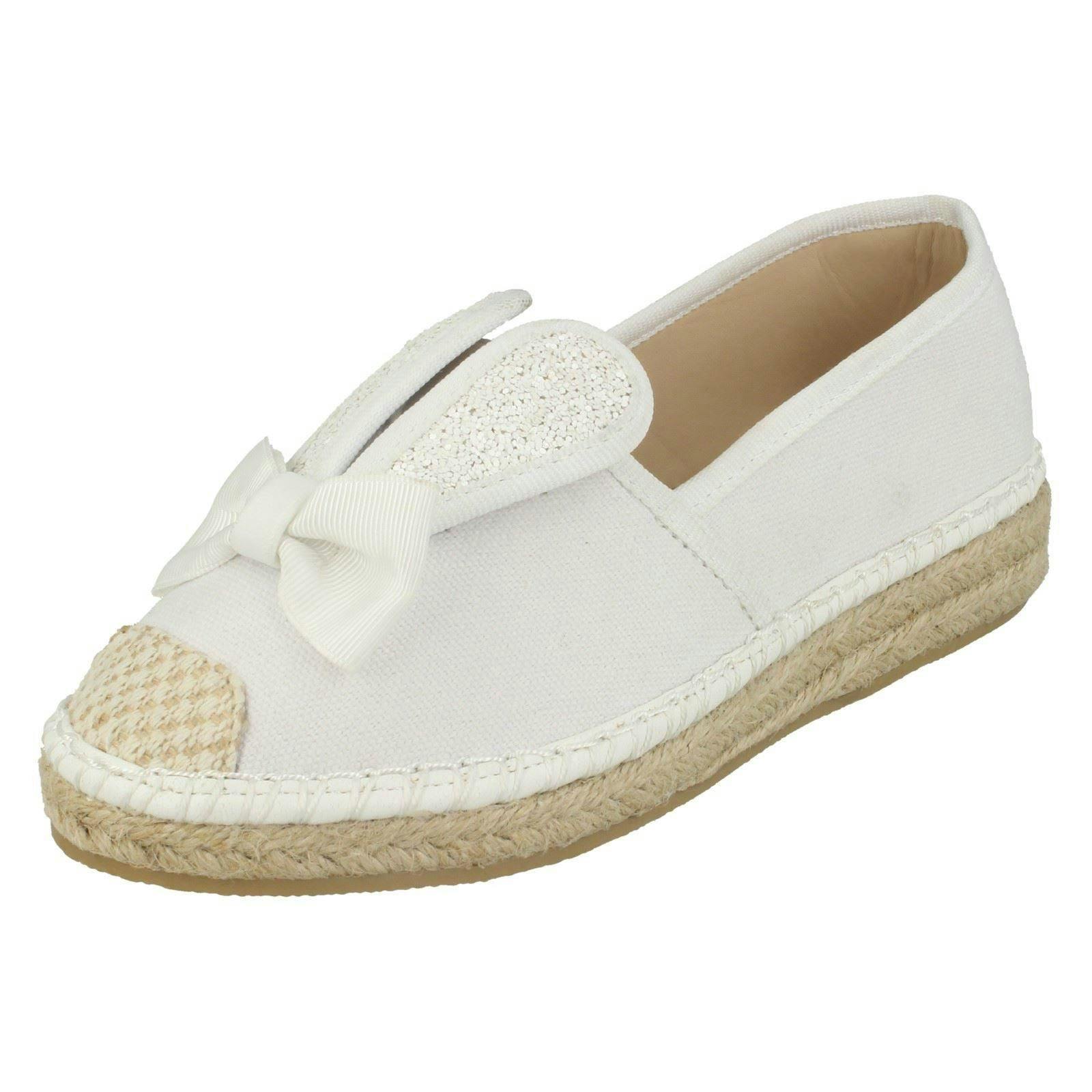 Spot On Girls White Bunny Ears Casual Shoes - Uk 2 Child