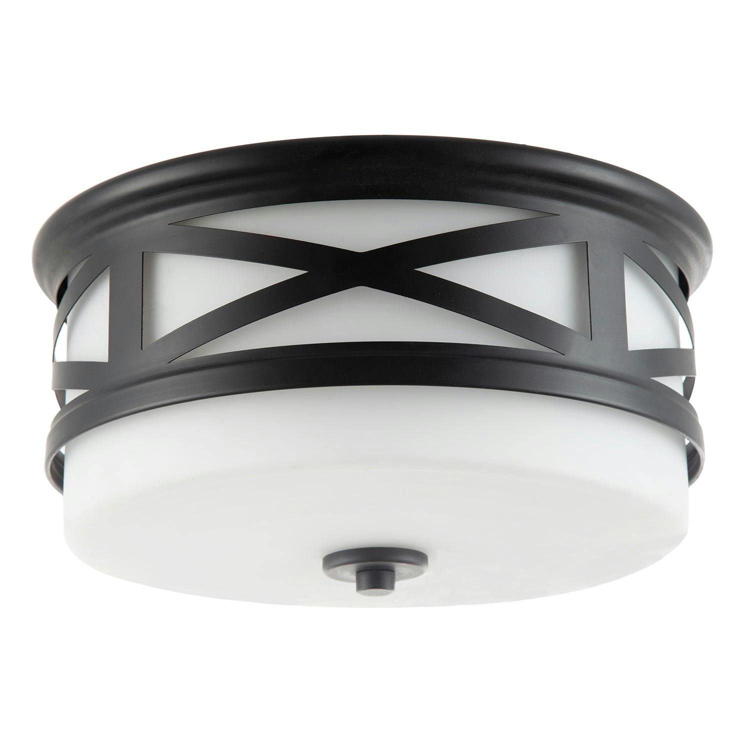 Happy Homewares Light/Black Vintage Classic Bathroom Flush Ceiling Fitting In Matte