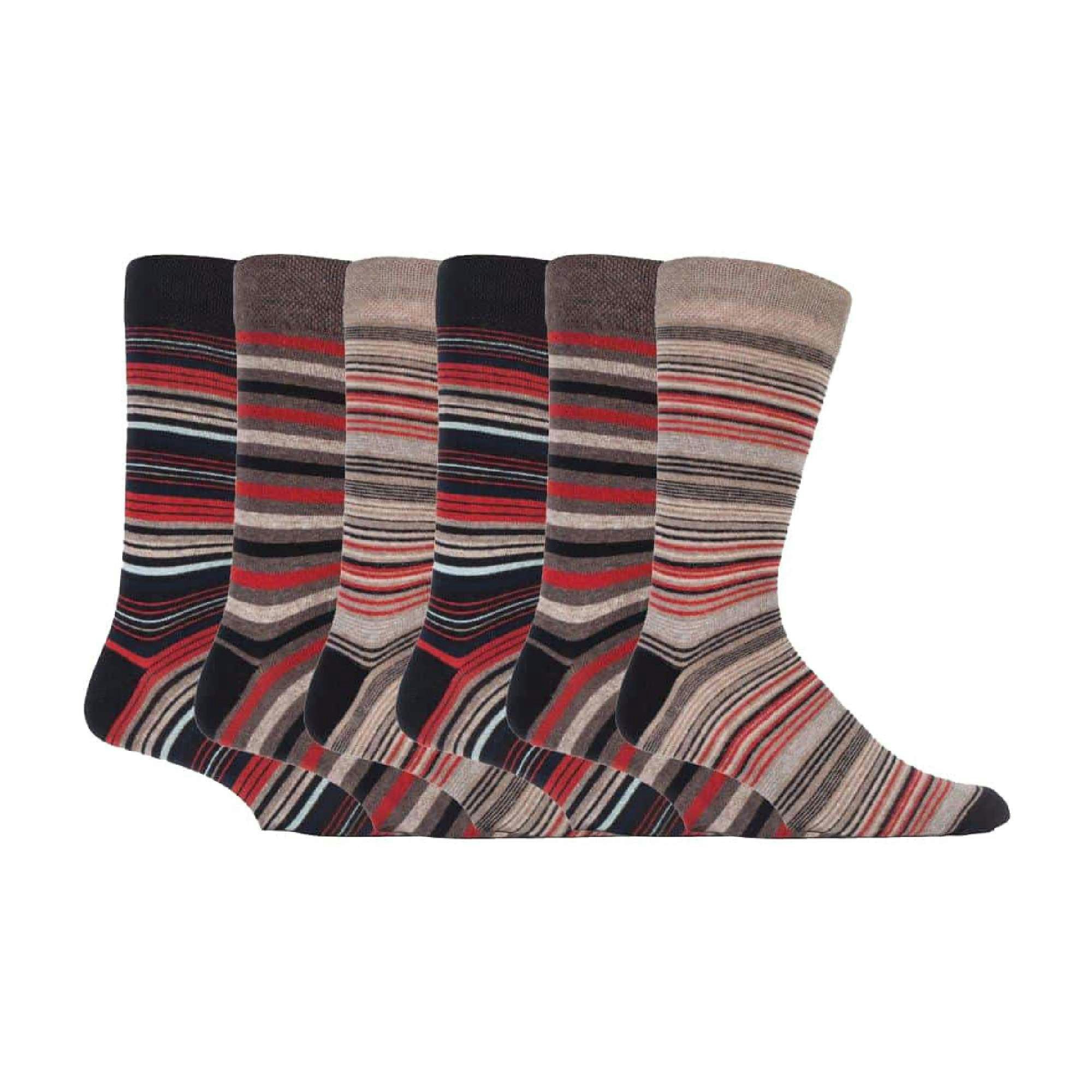 Sock Snob Men's 6 Pack Colourful Striped Patterned Dress Cotton Socks - Ss Rome - 6-11 Uk