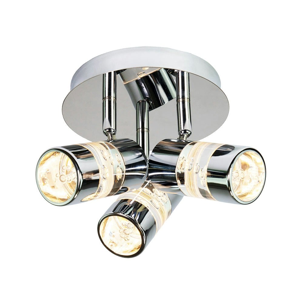 Rackhams Light Modern Spot Led Bathroom Chrome Ceiling Fitting With Bubble Acrylic Heads