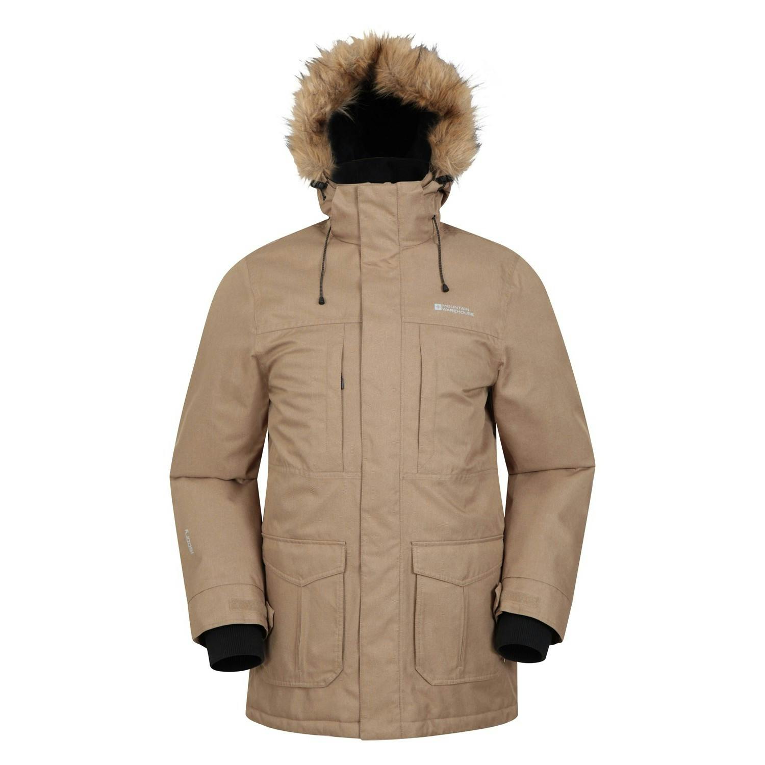 Mountain Warehouse Men's Gorge Ii Long Jacket - Stone - Xs - Stone - 100% Polyester