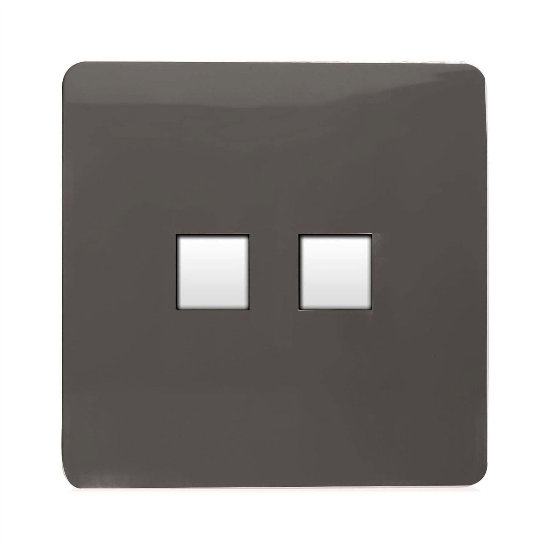 Trendi Switch 2 Gang RJ45 Cat 6 Ethernet Socket in Dark Mocha Brown PC Screwless Designer Finish - Image 4