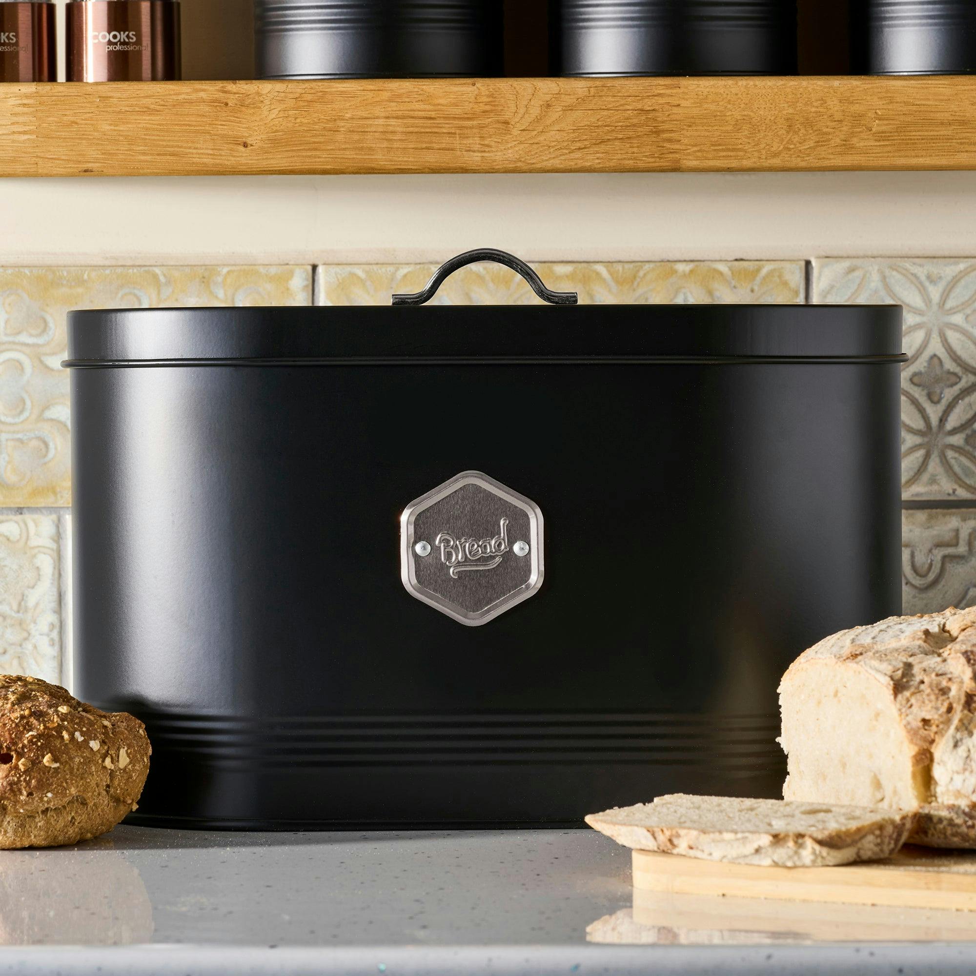 Rackhams Black/Silver Bread Bin |