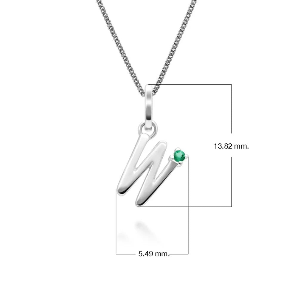 Gemondo White/Gold Initial Emerald Letter Charm Necklace In 9Ct - W