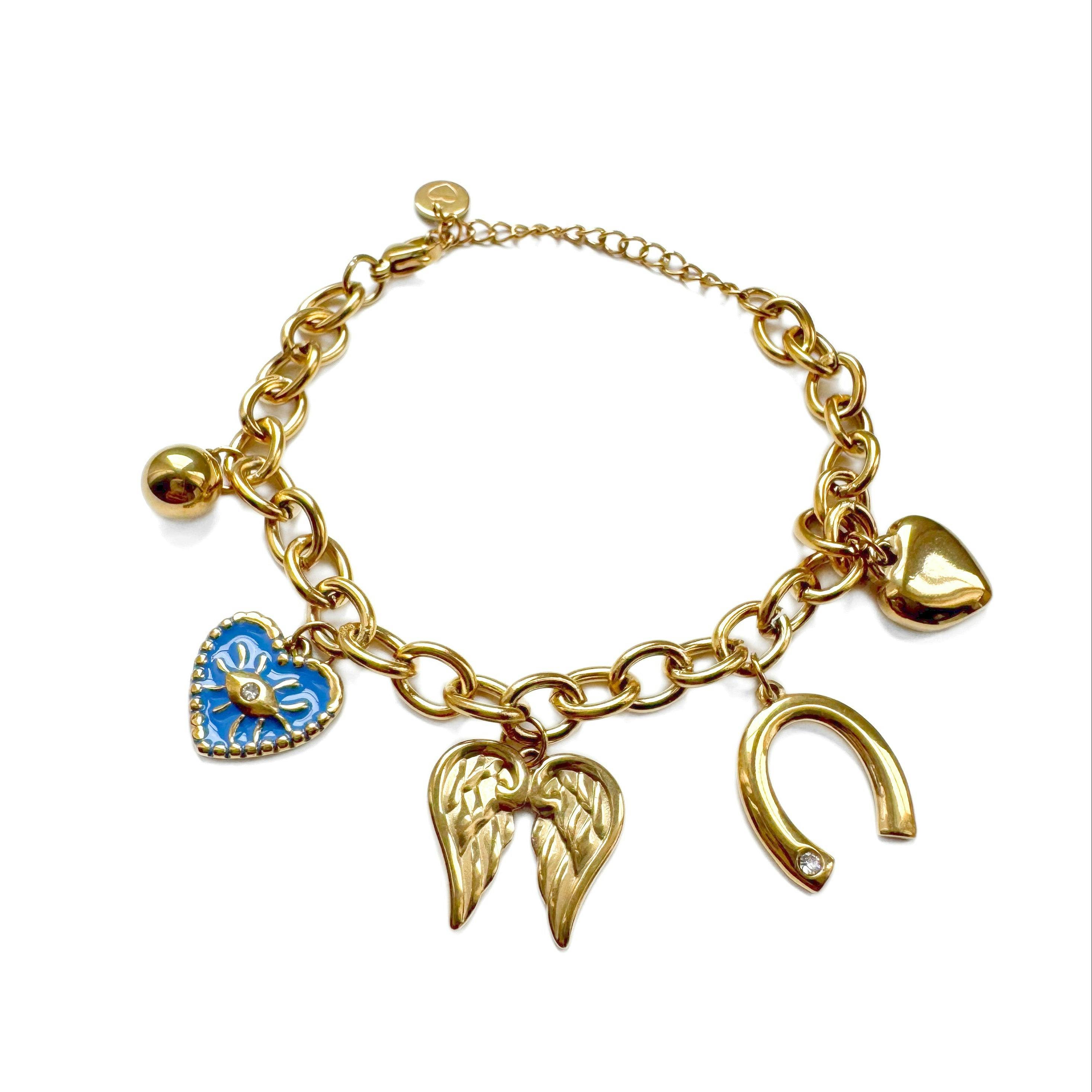 Luxe Tones Gold Amalfi Luxe 18K Plated Multi Charm Bracelet