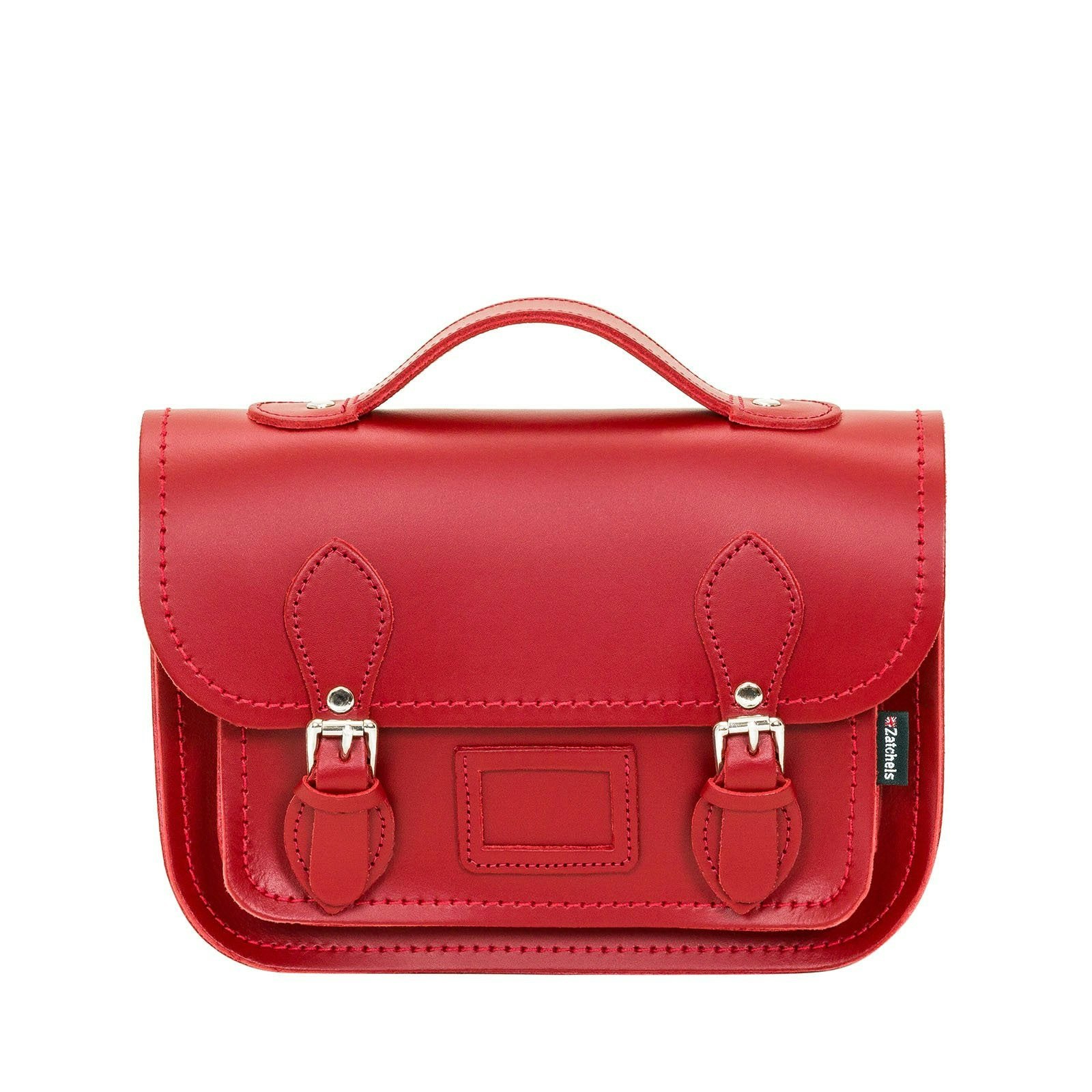 Zatchels Unisex Red Leather Midi Satchel