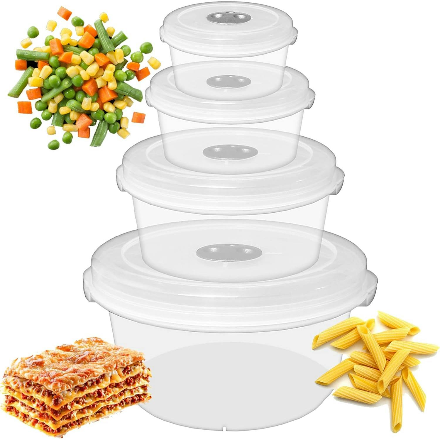 Storm Trading Group Set Of 4 Strong Plastic Microwave Food Containers With Steam Control Valves & Lids