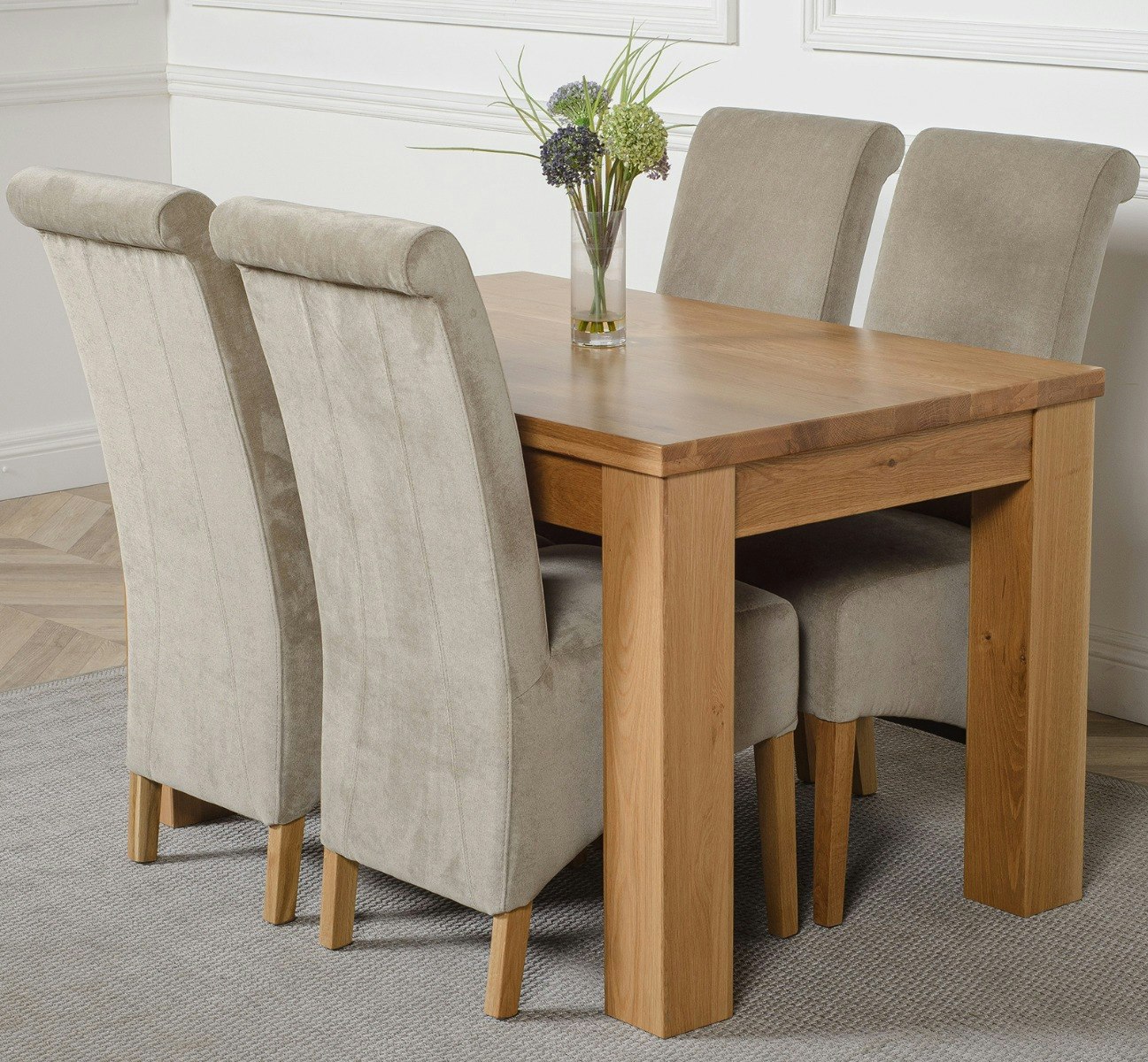 That's Furniture Grey Dakota Small Oak Dining Table With Montana Fabric Chairs - 4 Chairs
