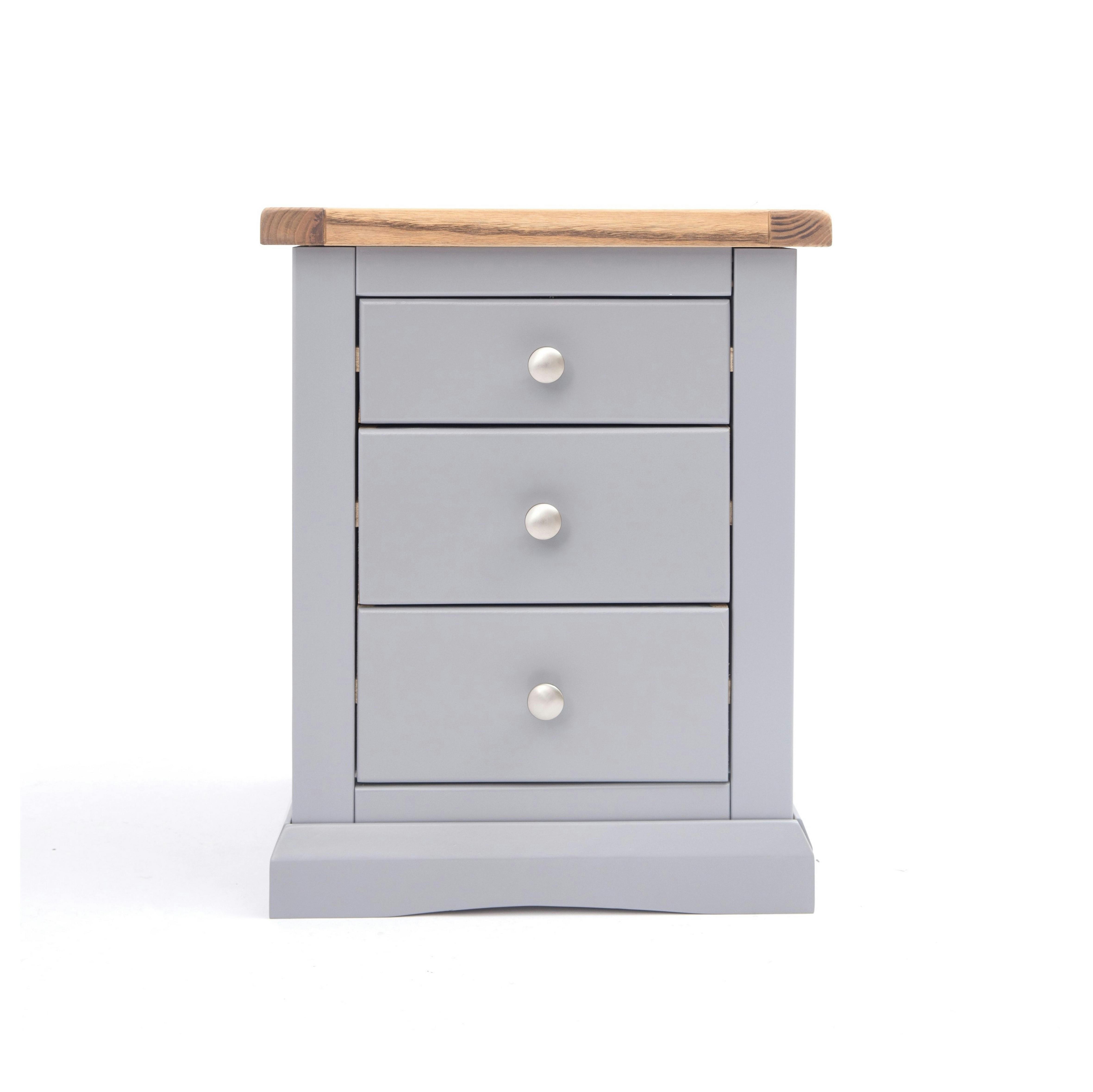 Rackhams Grey Rocca 3 Drawer Bedside Table