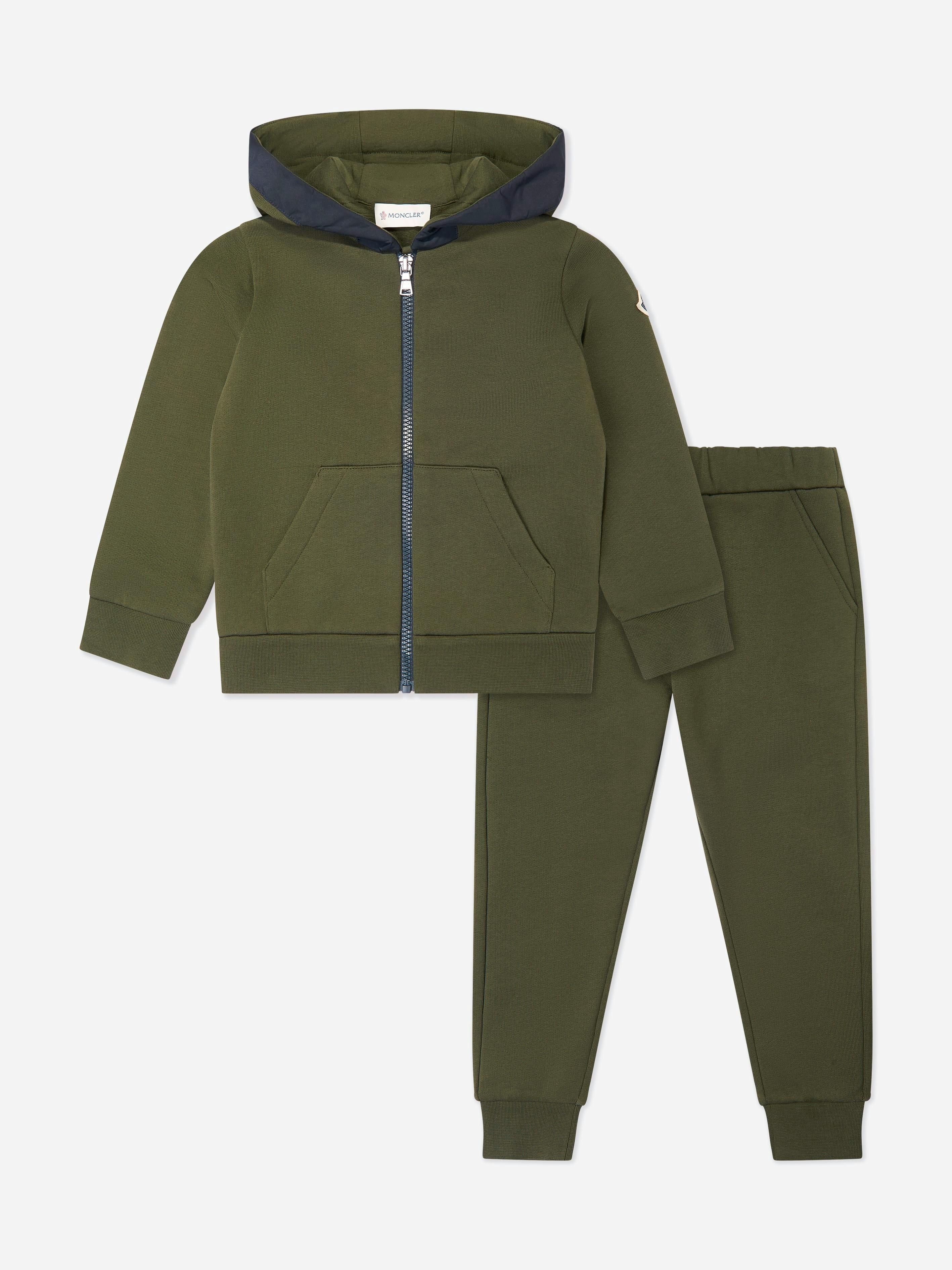 Moncler Enfant Boys Green Logo Tracksuit In - 12 Yrs