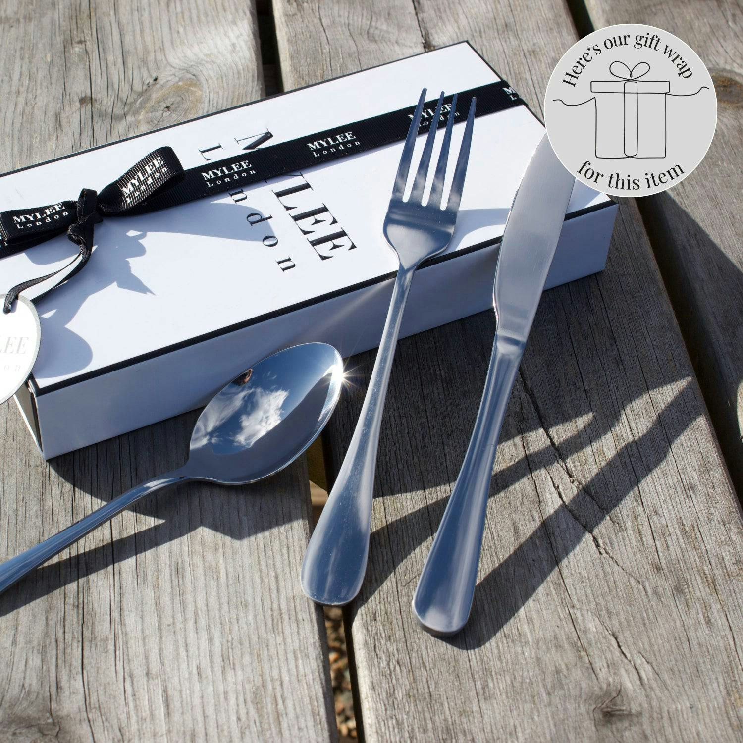 Mylee London Silver Personalised Stainless Steel 3 Piece Cutlery Set - Yes