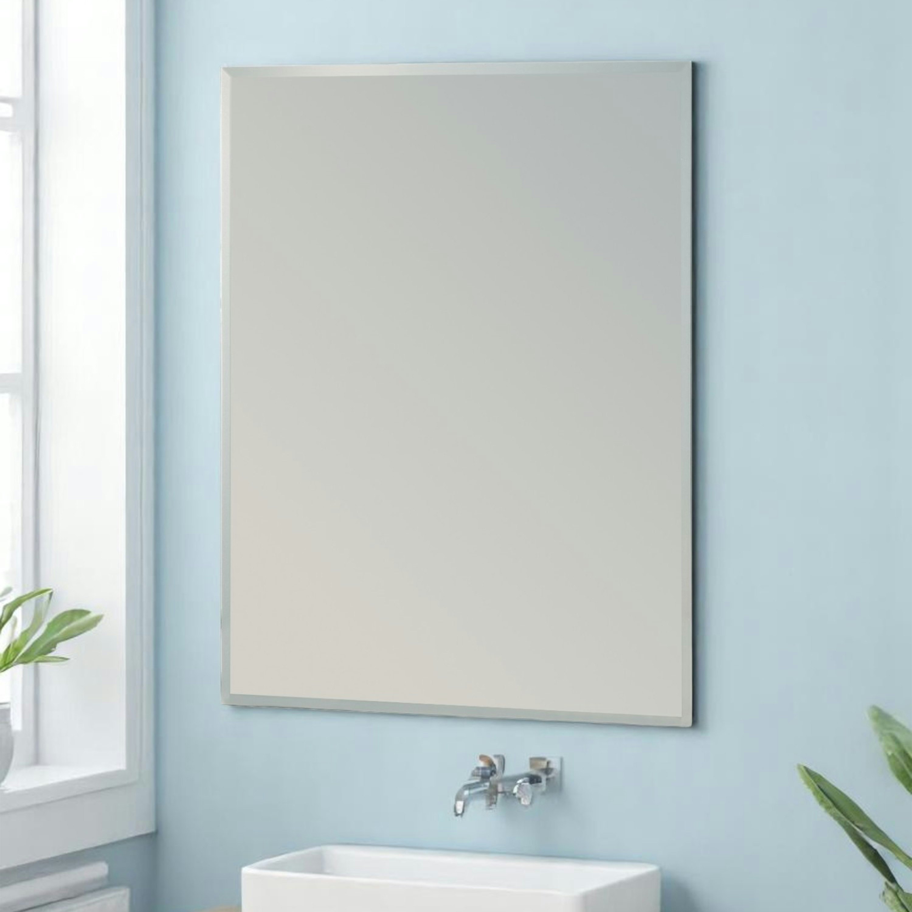 Showerdrape Fairmont Rectangular Wall Mounted Frameless Bevelled Edge Bathroom Mirror 60 X 45Cm