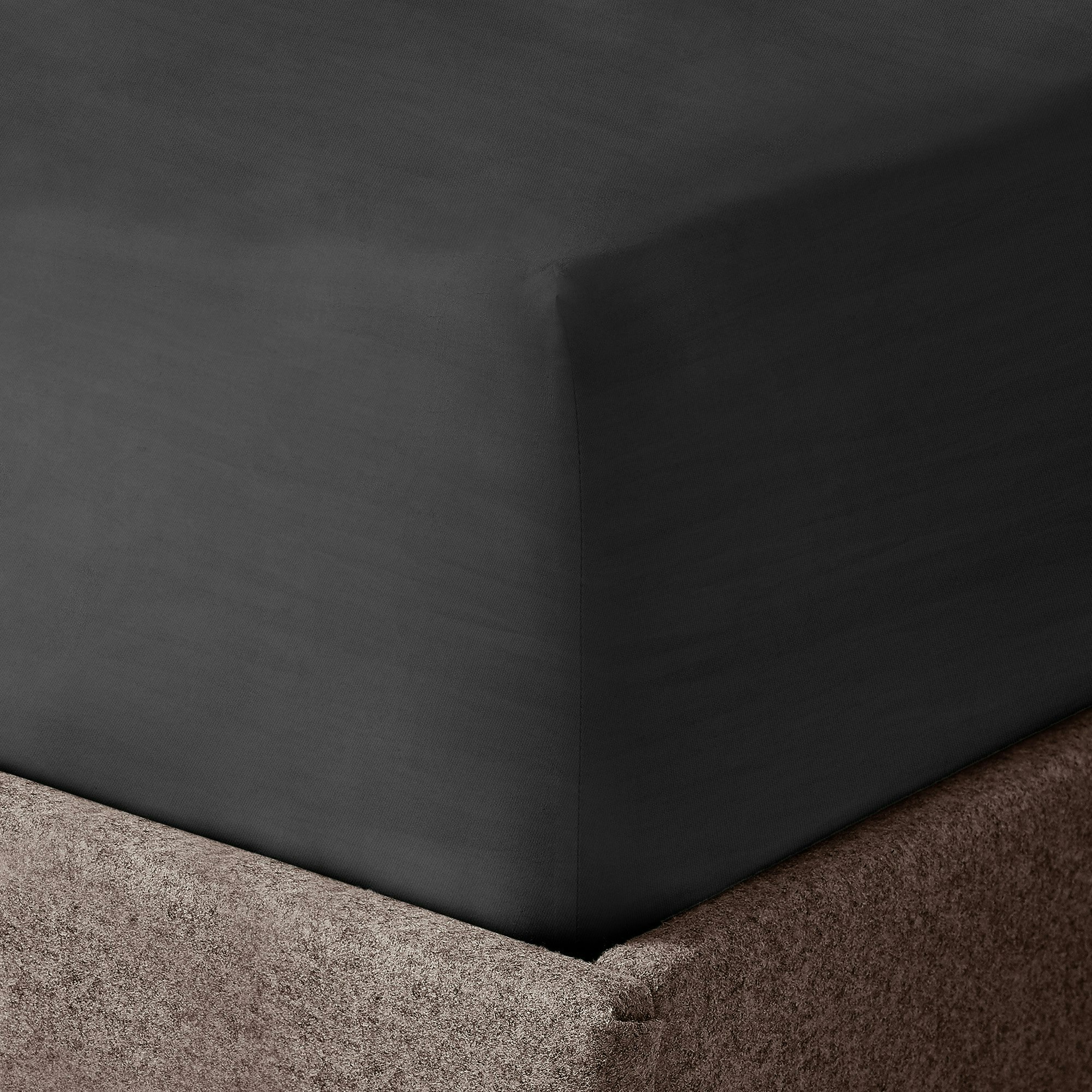 Velosso Washed Linen Look Fitted Sheet - Charcoal - King