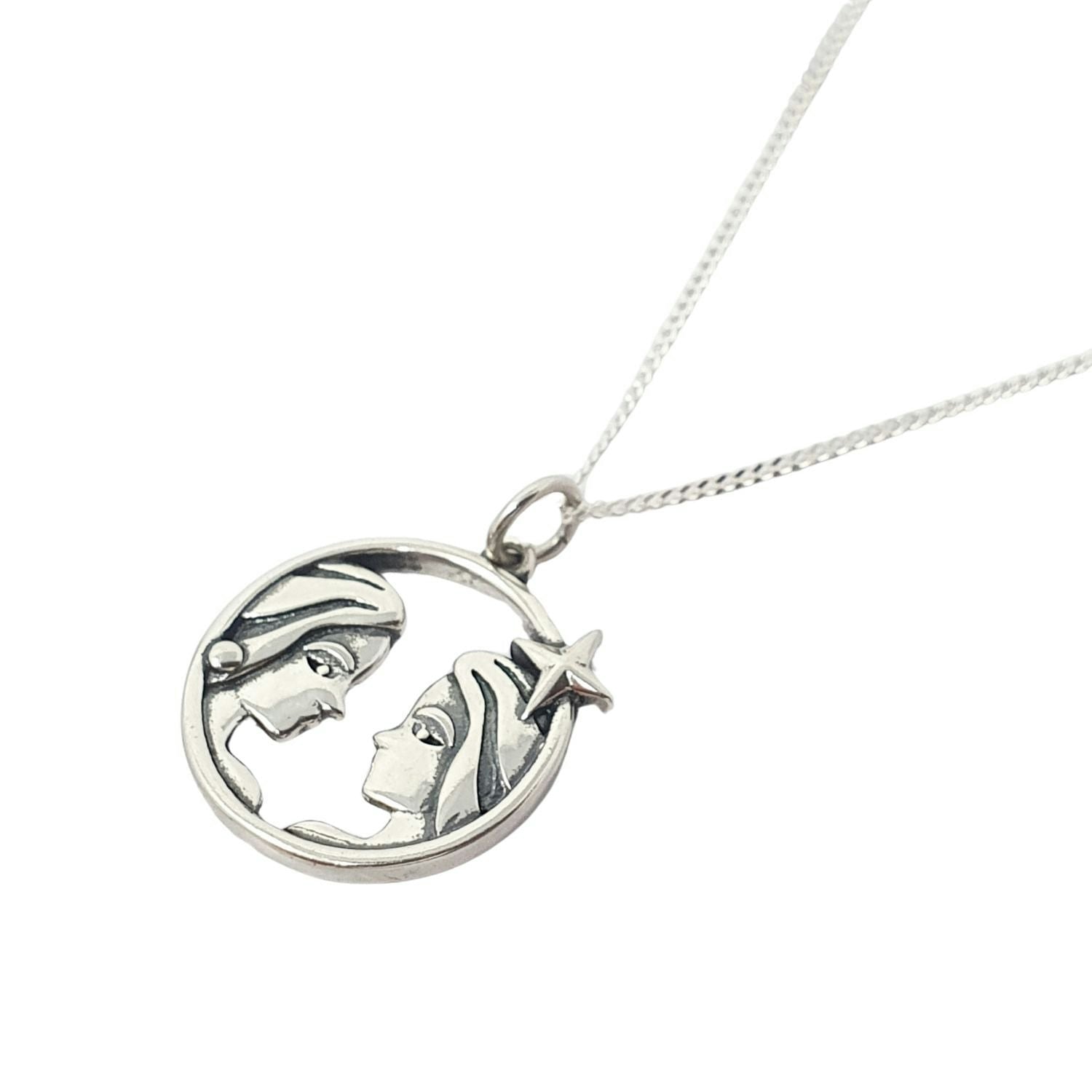Harfi Silver Gemini Zodiac Horoscope Charm Sterling Necklace