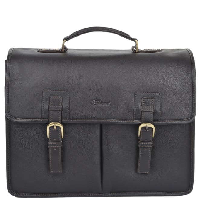 Ashwood Brown Triple Gusset Heavy Duty Real Leather Briefcase: Gareth - One Size - Leather