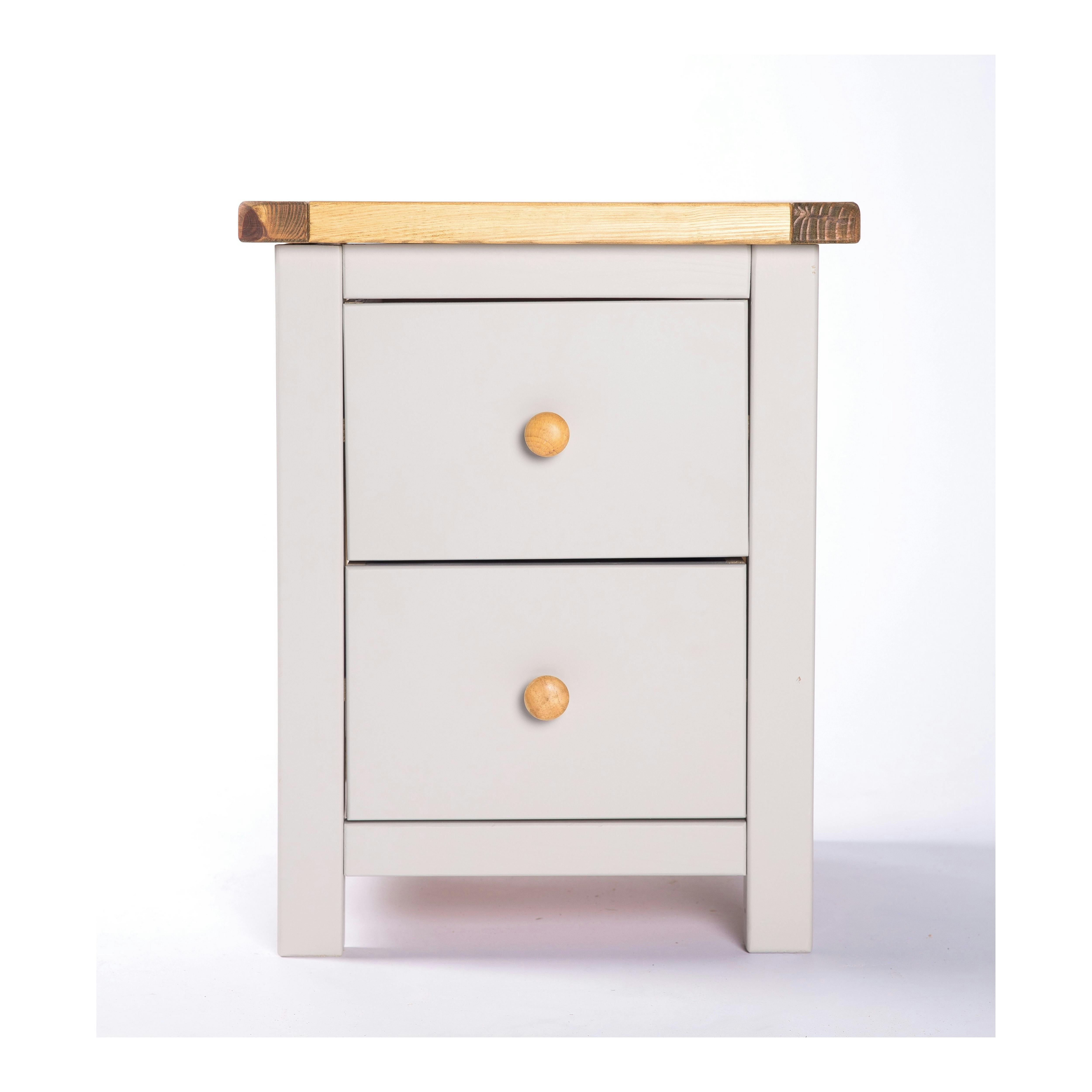 Cabinet Bits Argenta 2 Drawer Bedside Cabinet - Grey / Wood Knob - Image 3